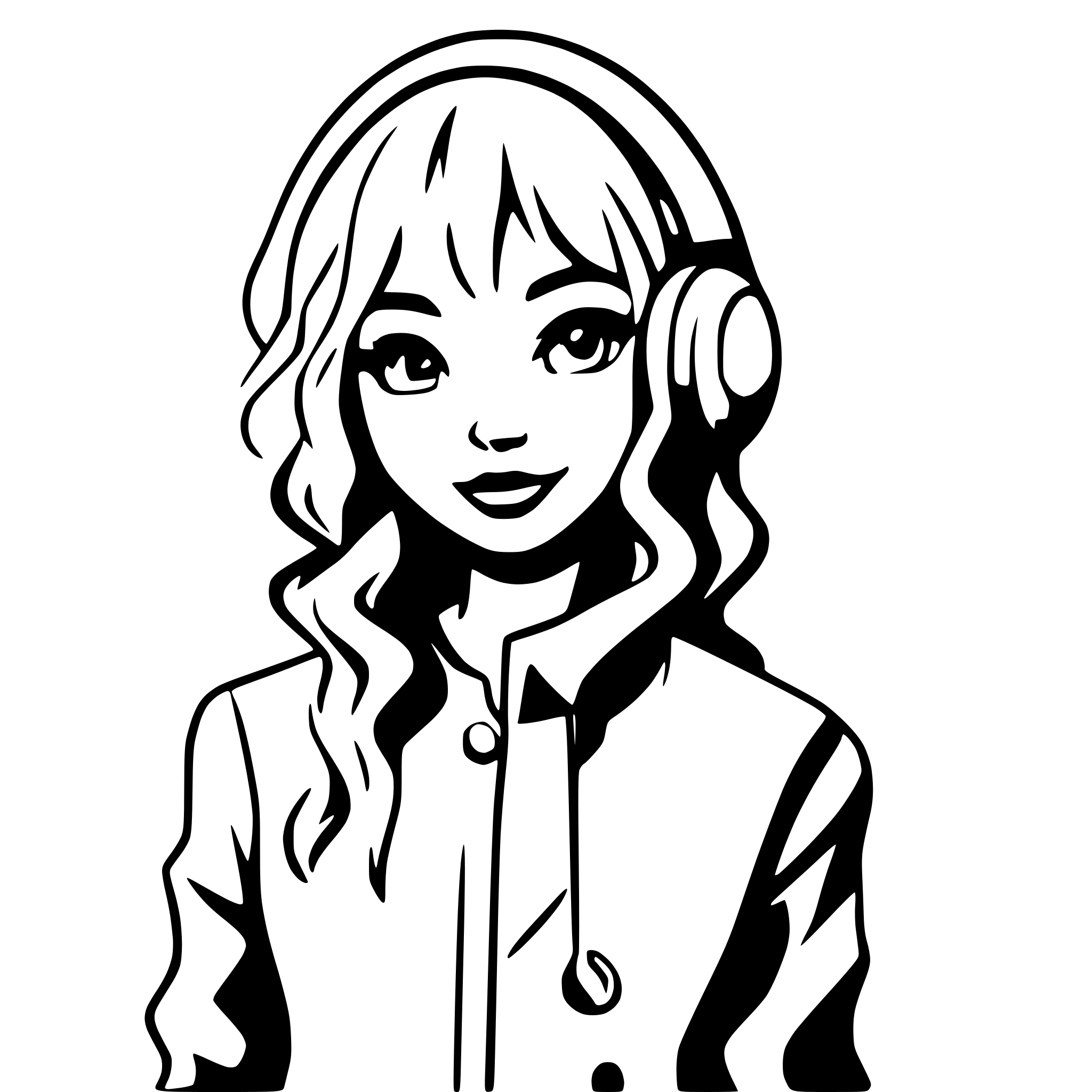 AI-generated SVG of a A female singer with clefs