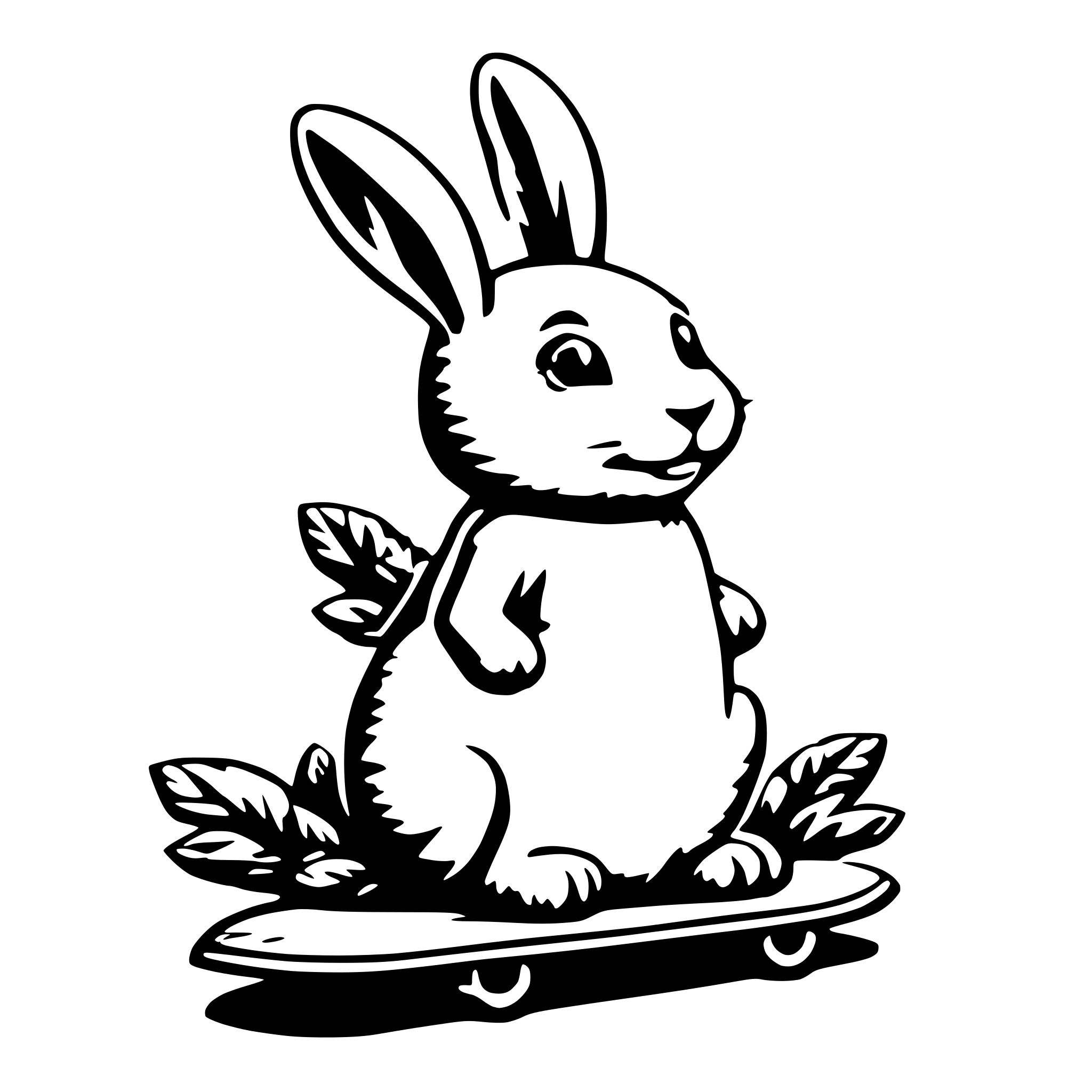 AI-generated SVG of 'cute bunny on carrot shaped skateboard'