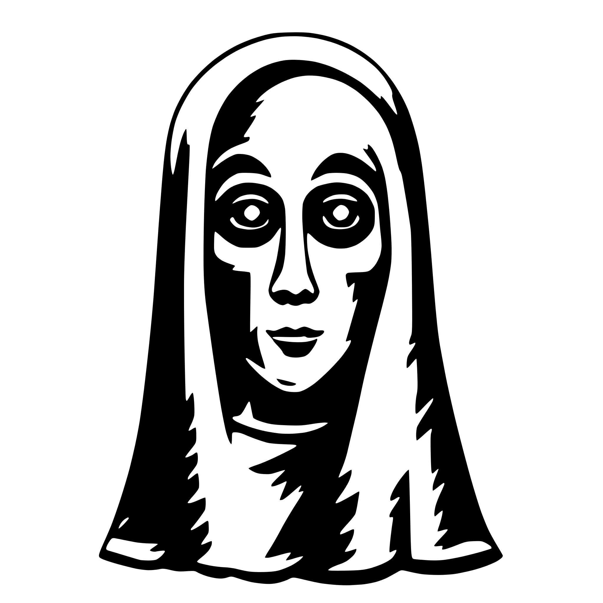 AI-generated SVG of 'ghost with faithful eyes'