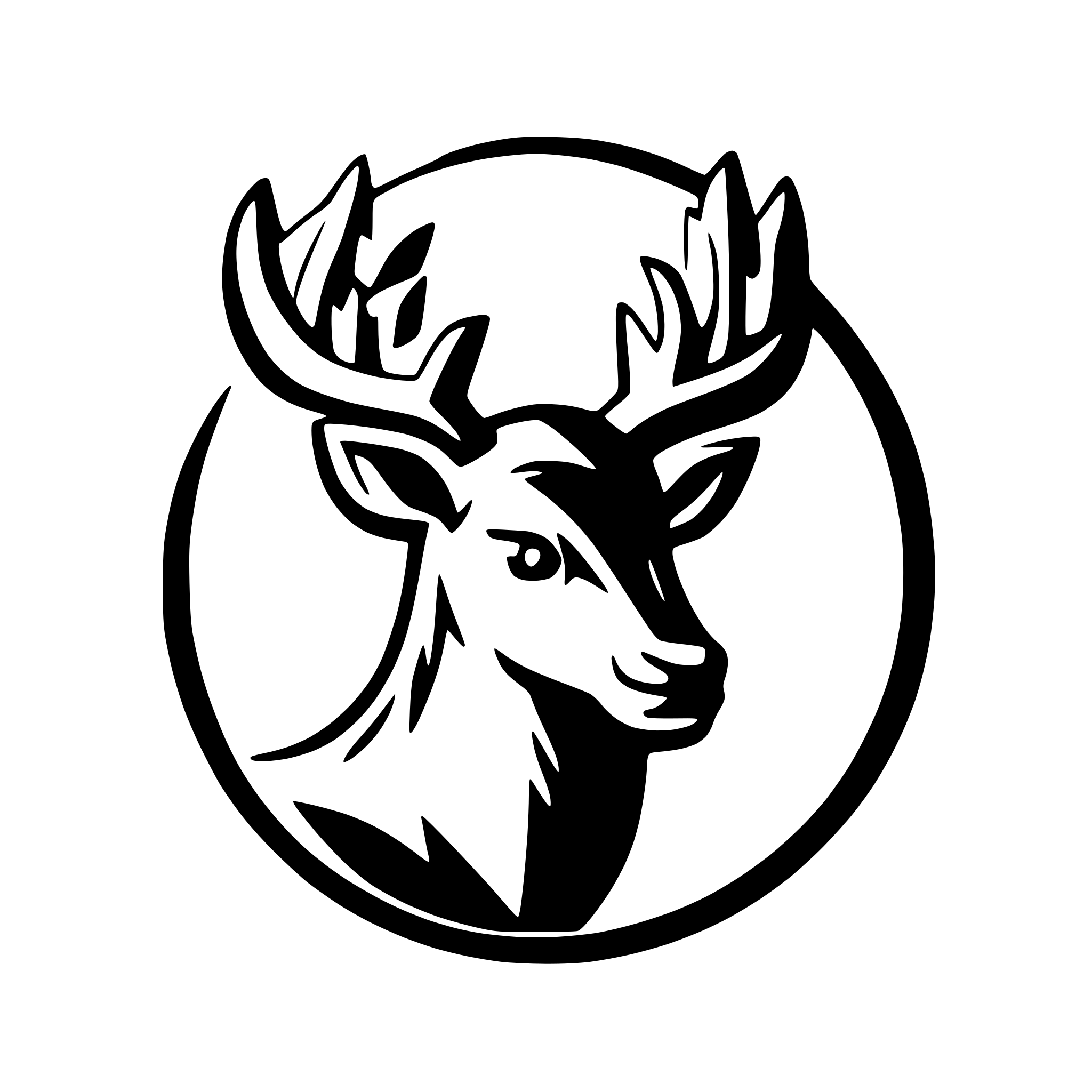 AI-generated SVG of 'bearded deer with big antlers'