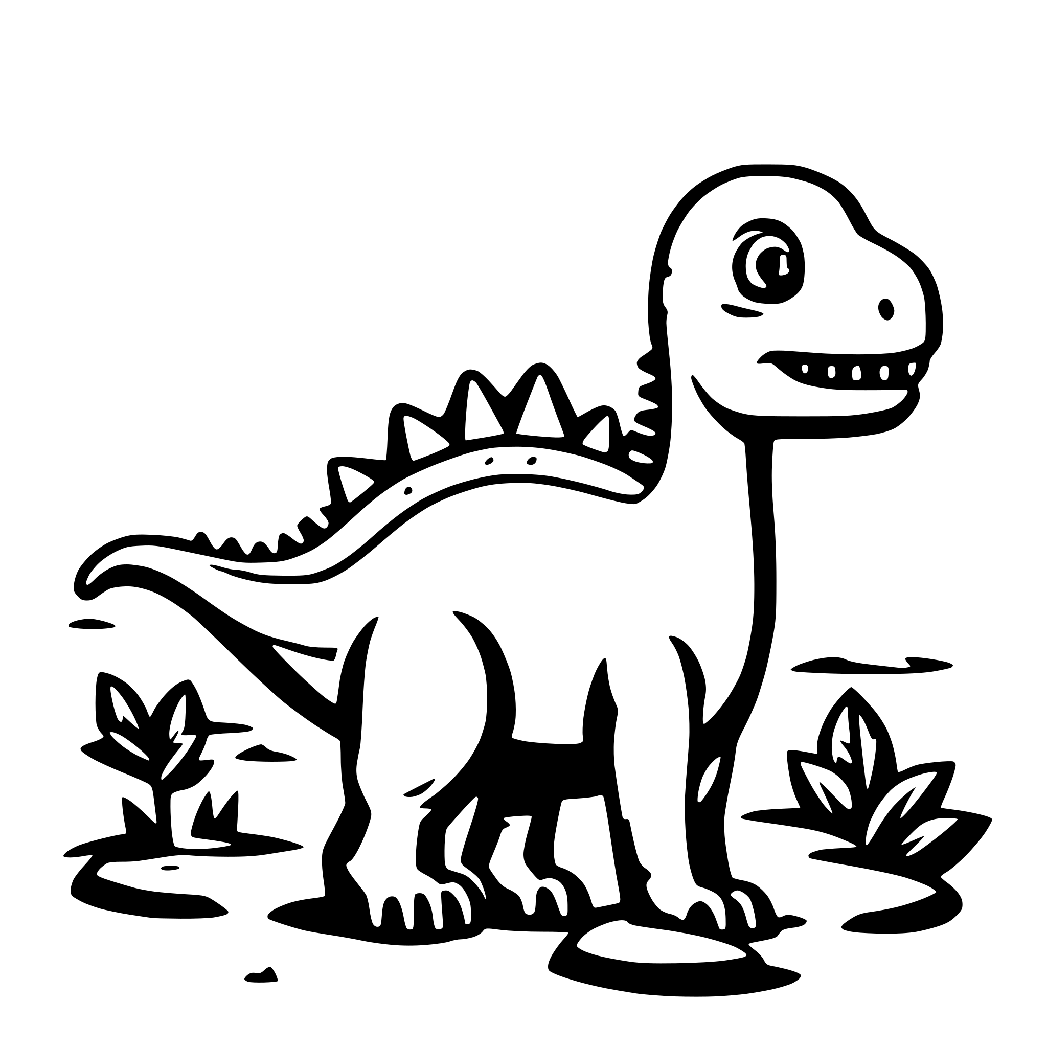 AI-generated SVG of a dinosaure, puzzle, simple, line