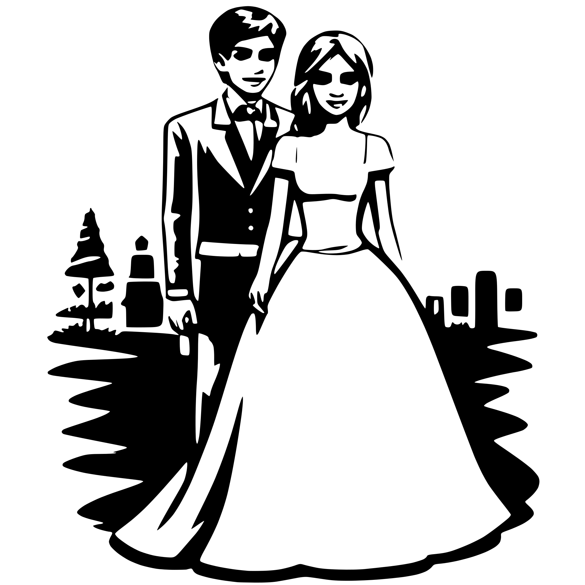 AI-generated SVG of 'A  couples in wedding dress.'