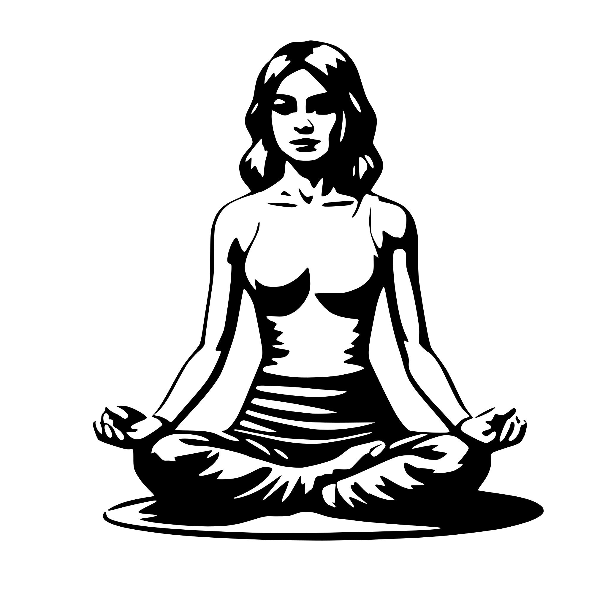 AI-generated SVG of 'Woman, squatting, meditation,'