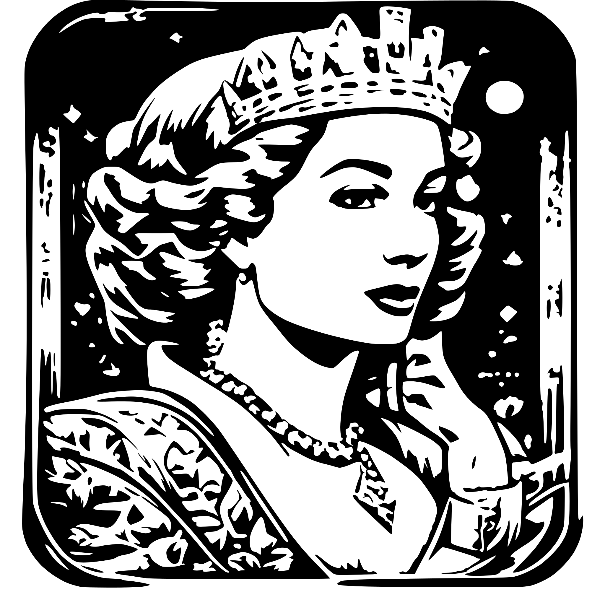 AI-generated SVG of a queen card retro pop style