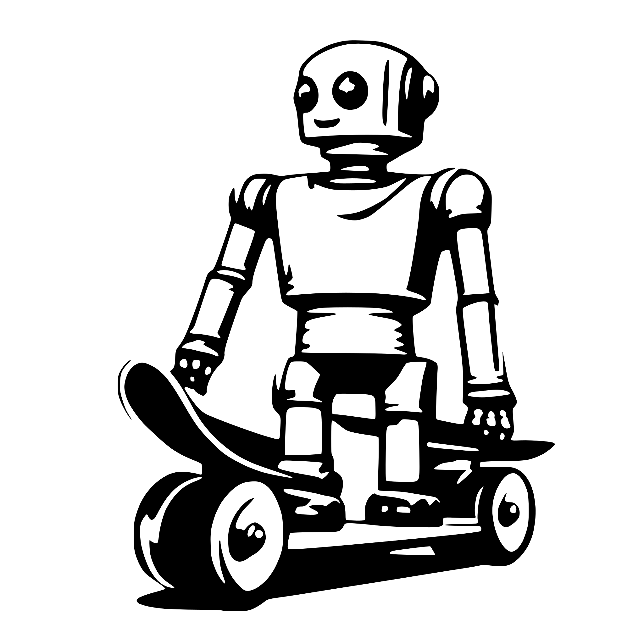 AI-generated SVG of 'robot on skateboard'