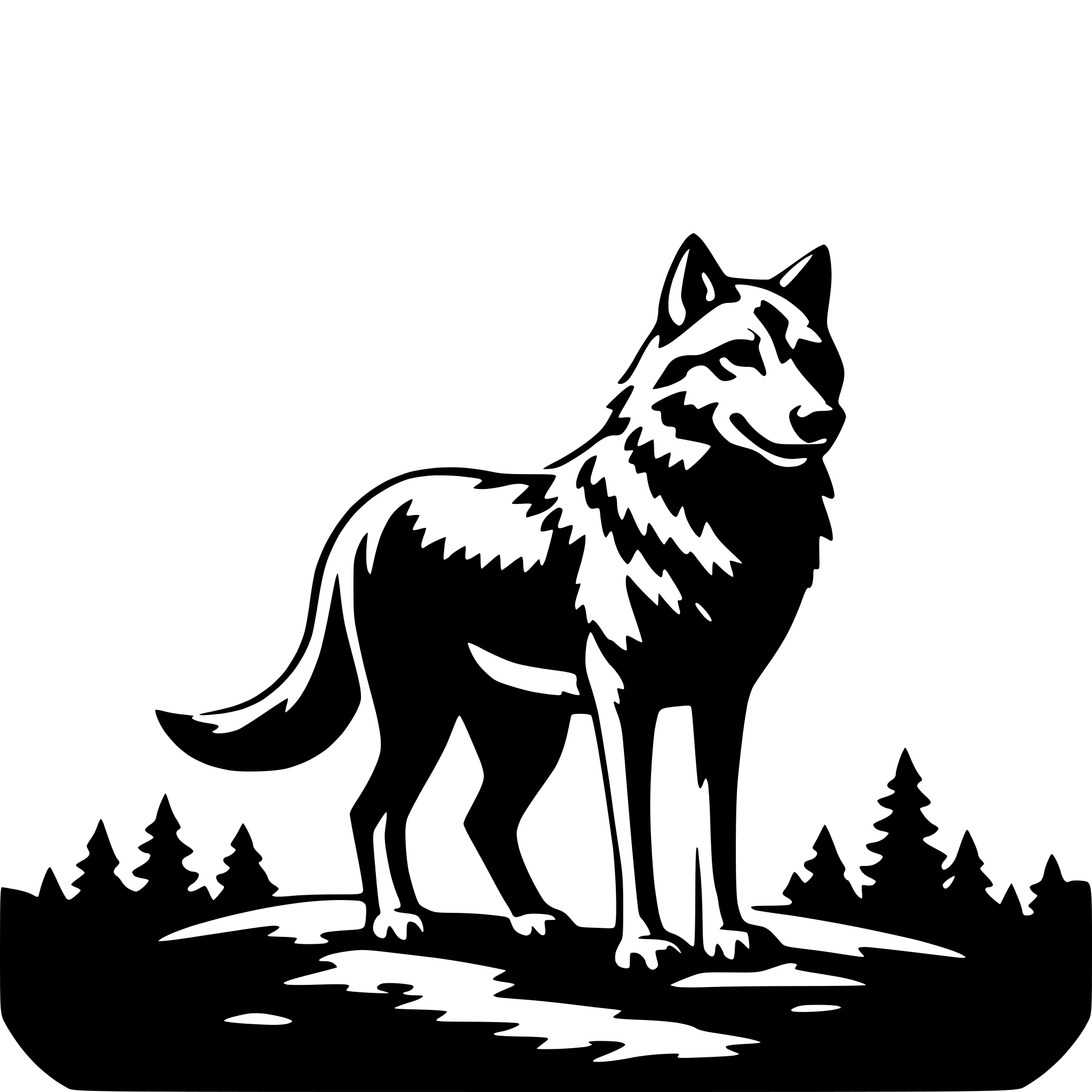 AI-generated SVG of 'wolf in moonlight'