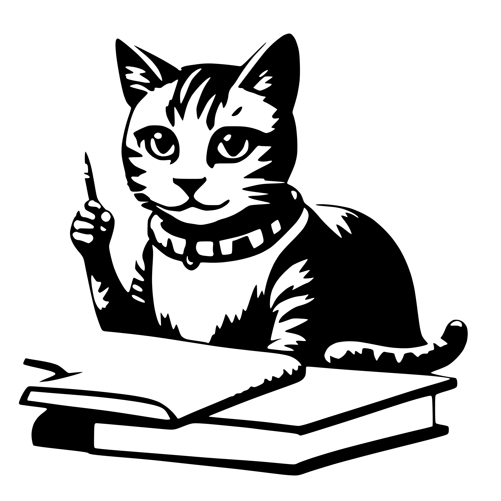 AI-generated SVG of 'Cat studies exams'