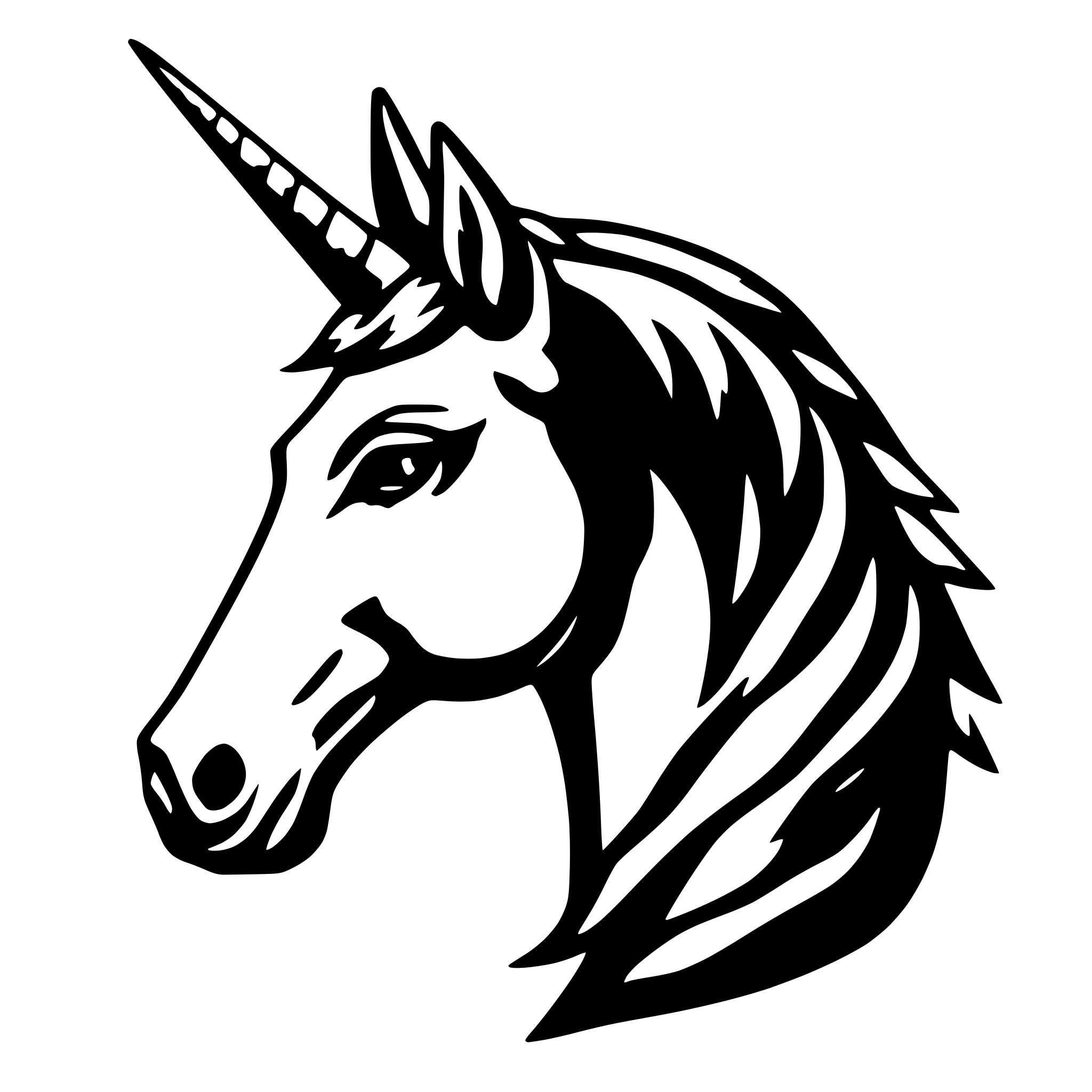AI-generated SVG of 'unicorn head'