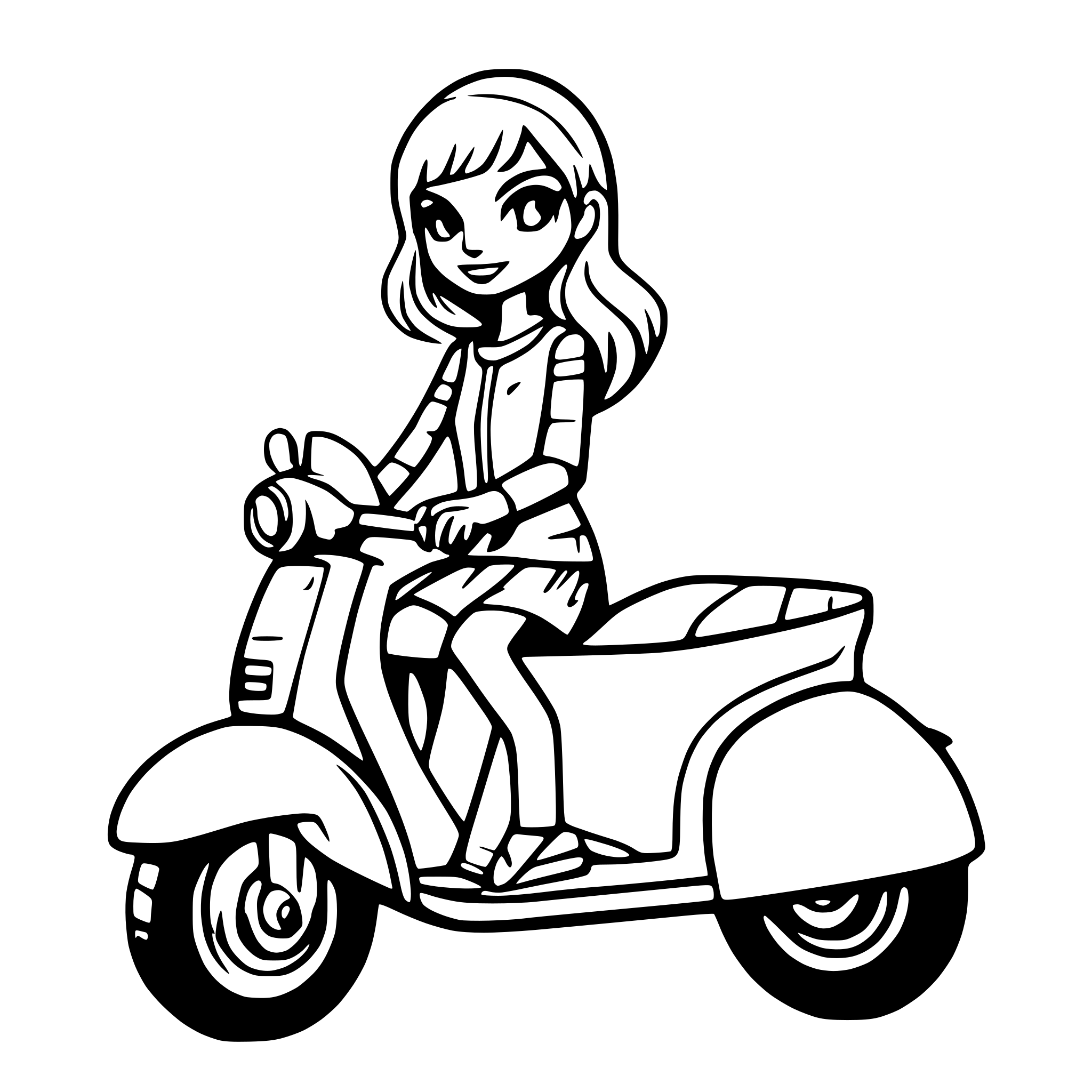 AI-generated SVG of a Woman on a vespa