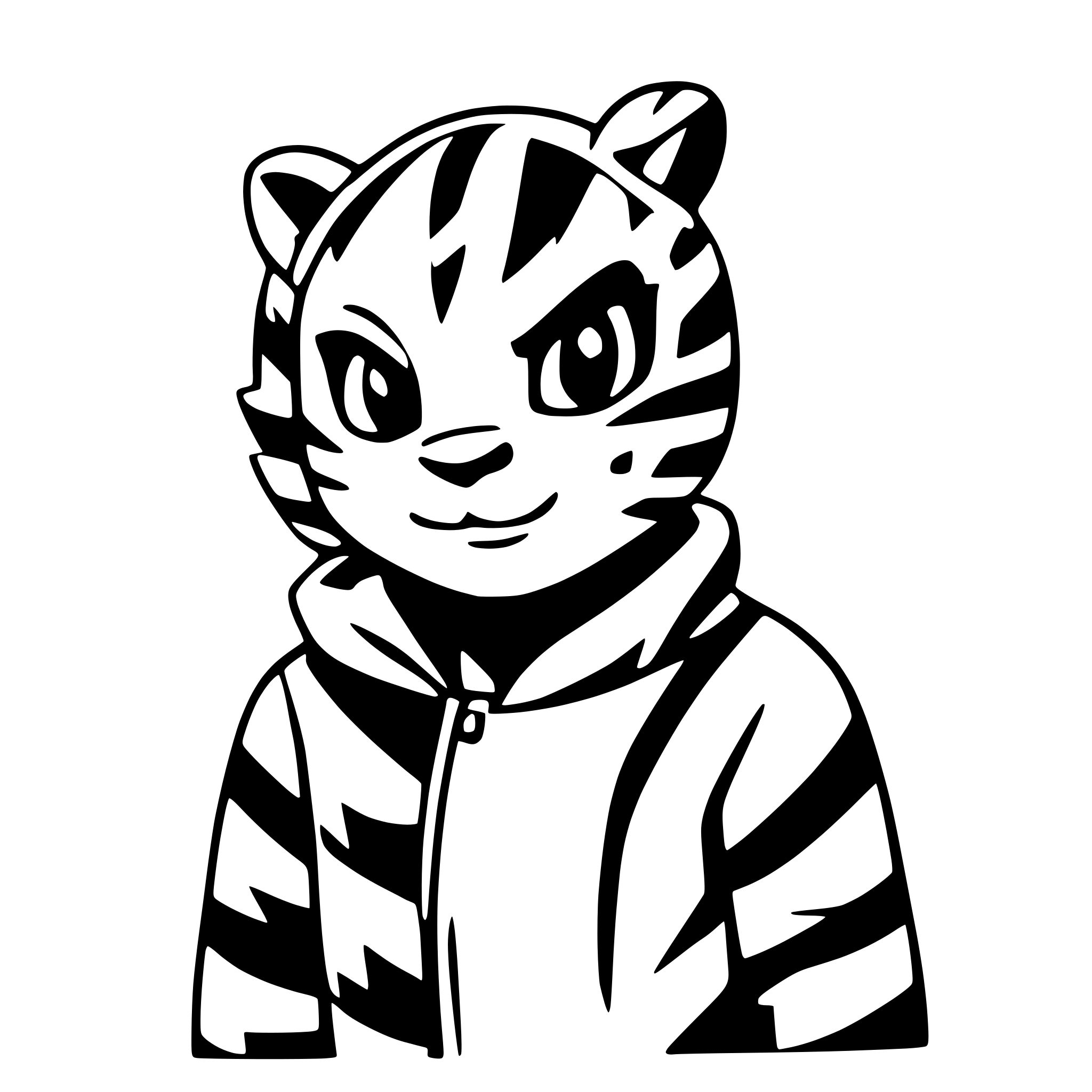 AI-generated SVG of a young tiger side view 2000's comic ink style