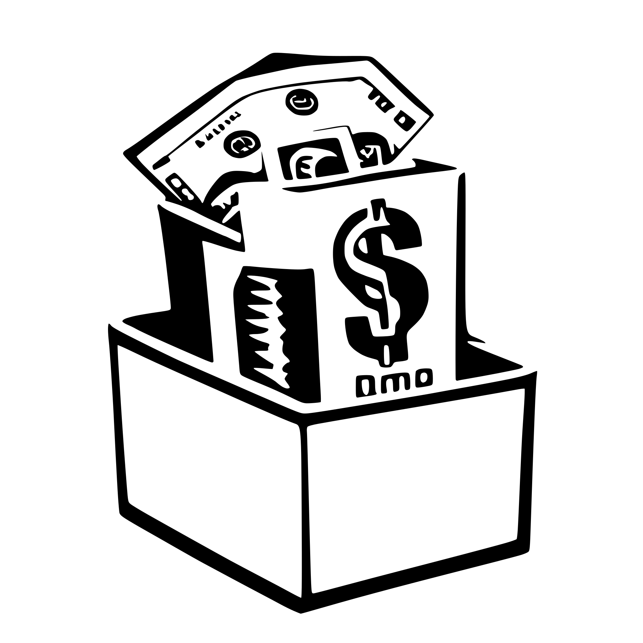 AI-generated SVG of 'dollar in package box'