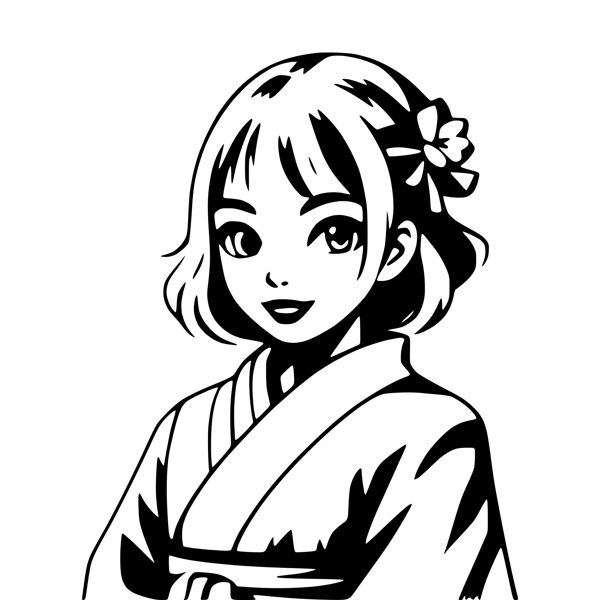 AI-generated SVG of 'girl with flowing kimono'