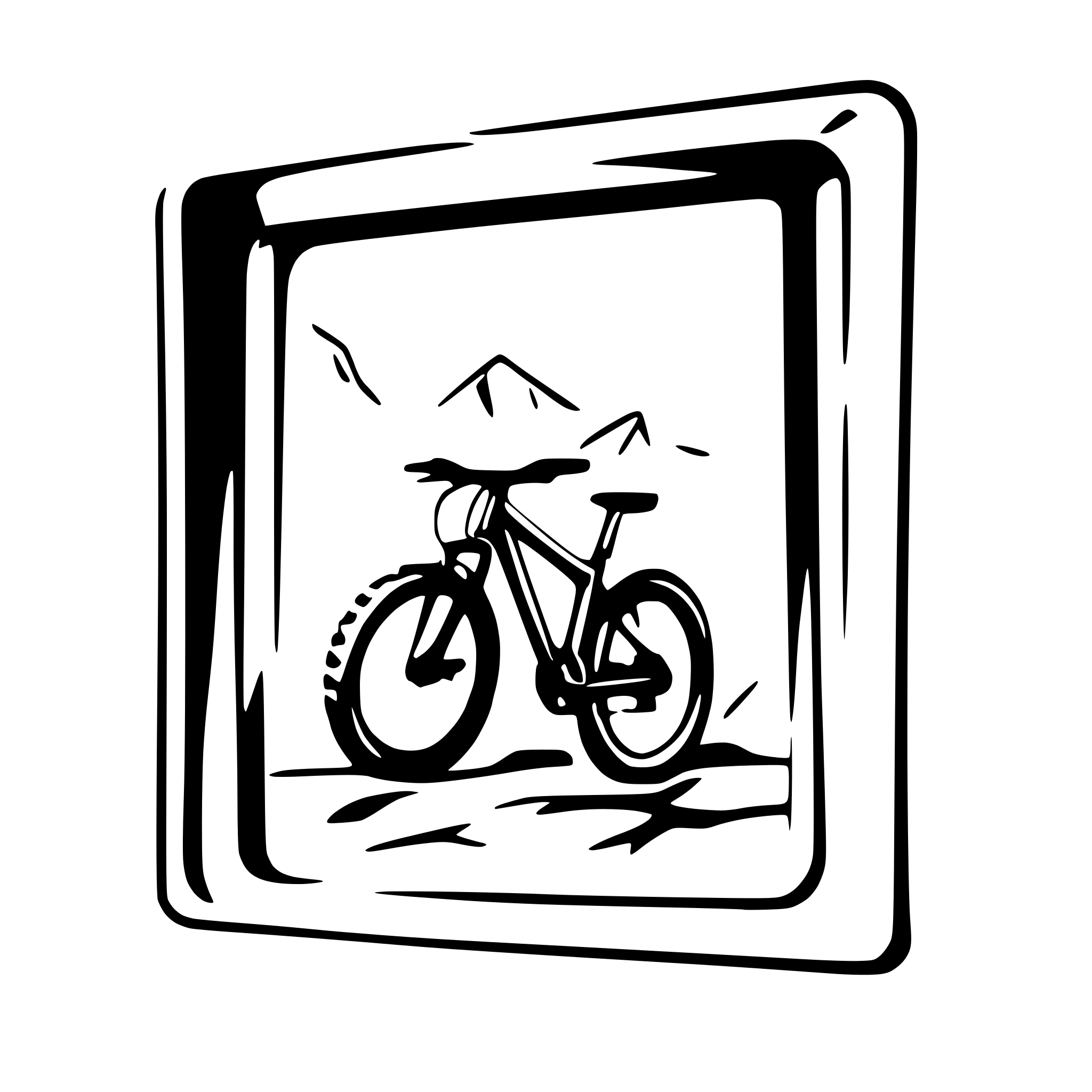 AI-generated SVG of a mountainbike breaking out of a picture frame