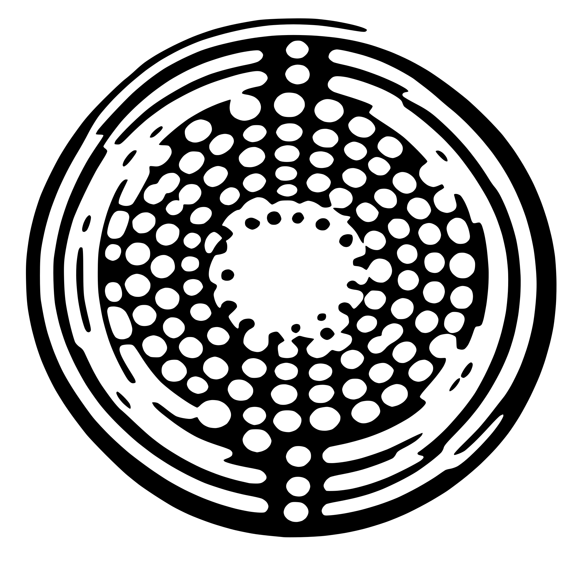 AI-generated SVG of a small 8 circles sround a big circle gobo