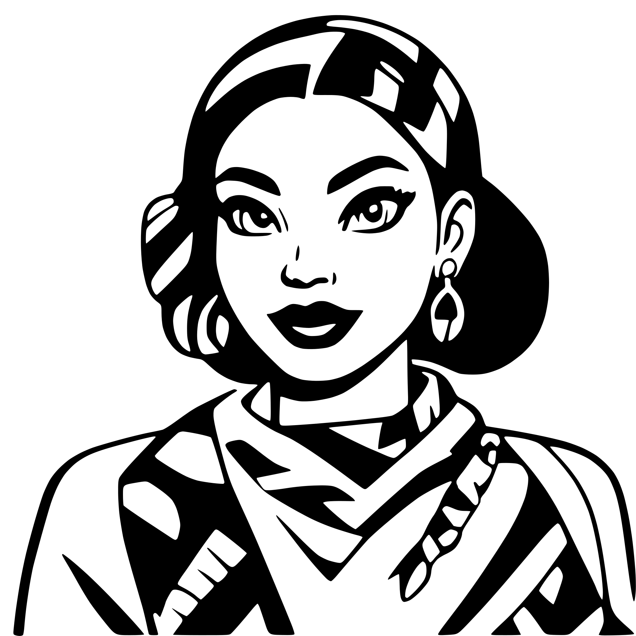 AI-generated SVG of a pop art, comic-style woman of indigenous descent in stylish clothes