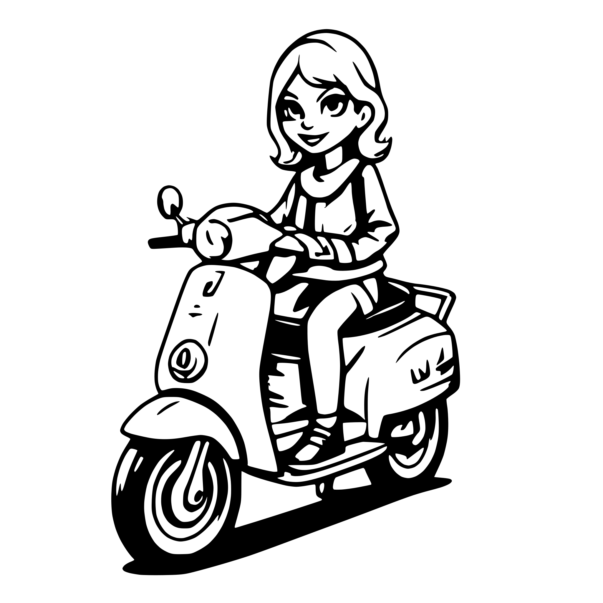 AI-generated SVG of 'Woman on a vespa'