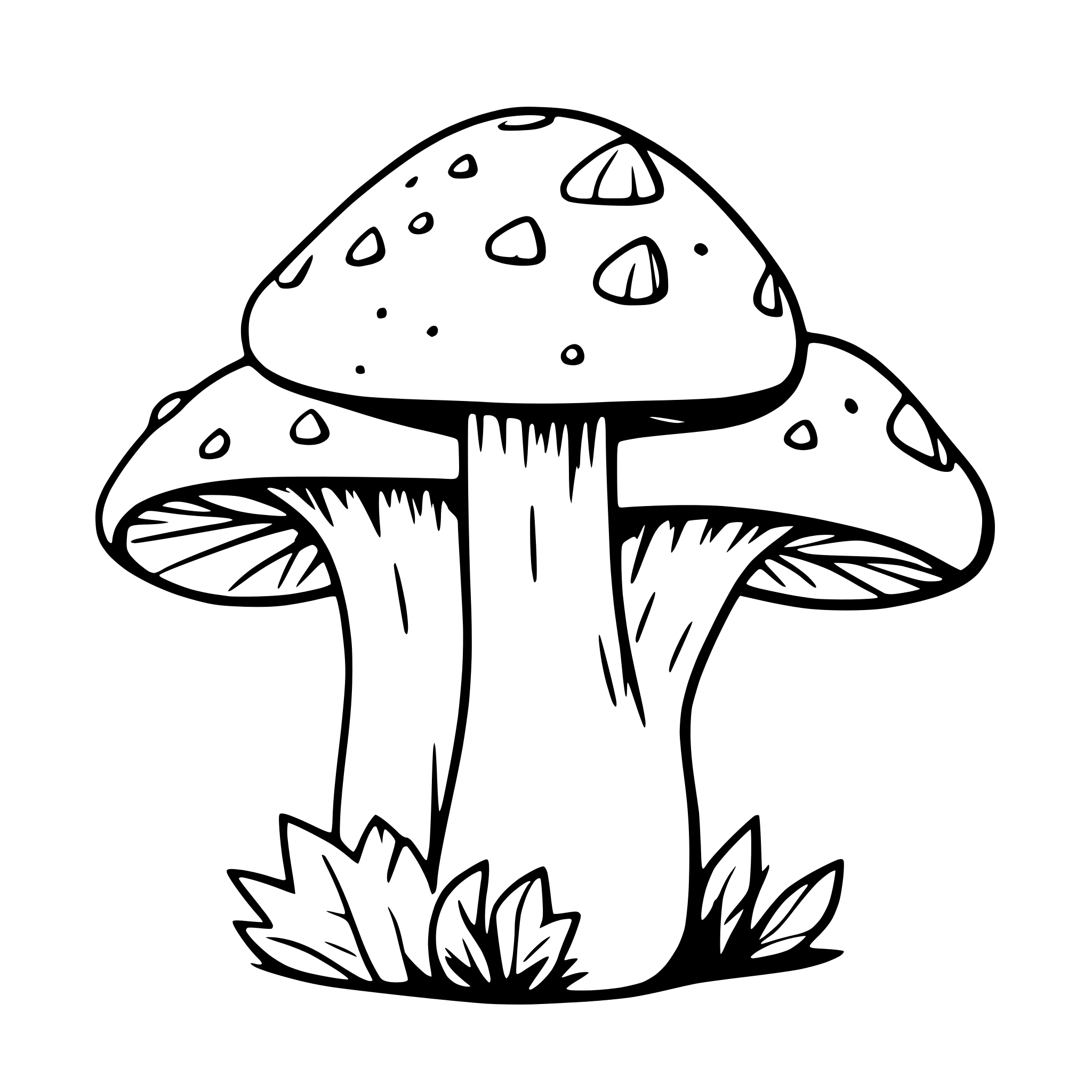 AI-generated SVG of a mushroom cluster with moss