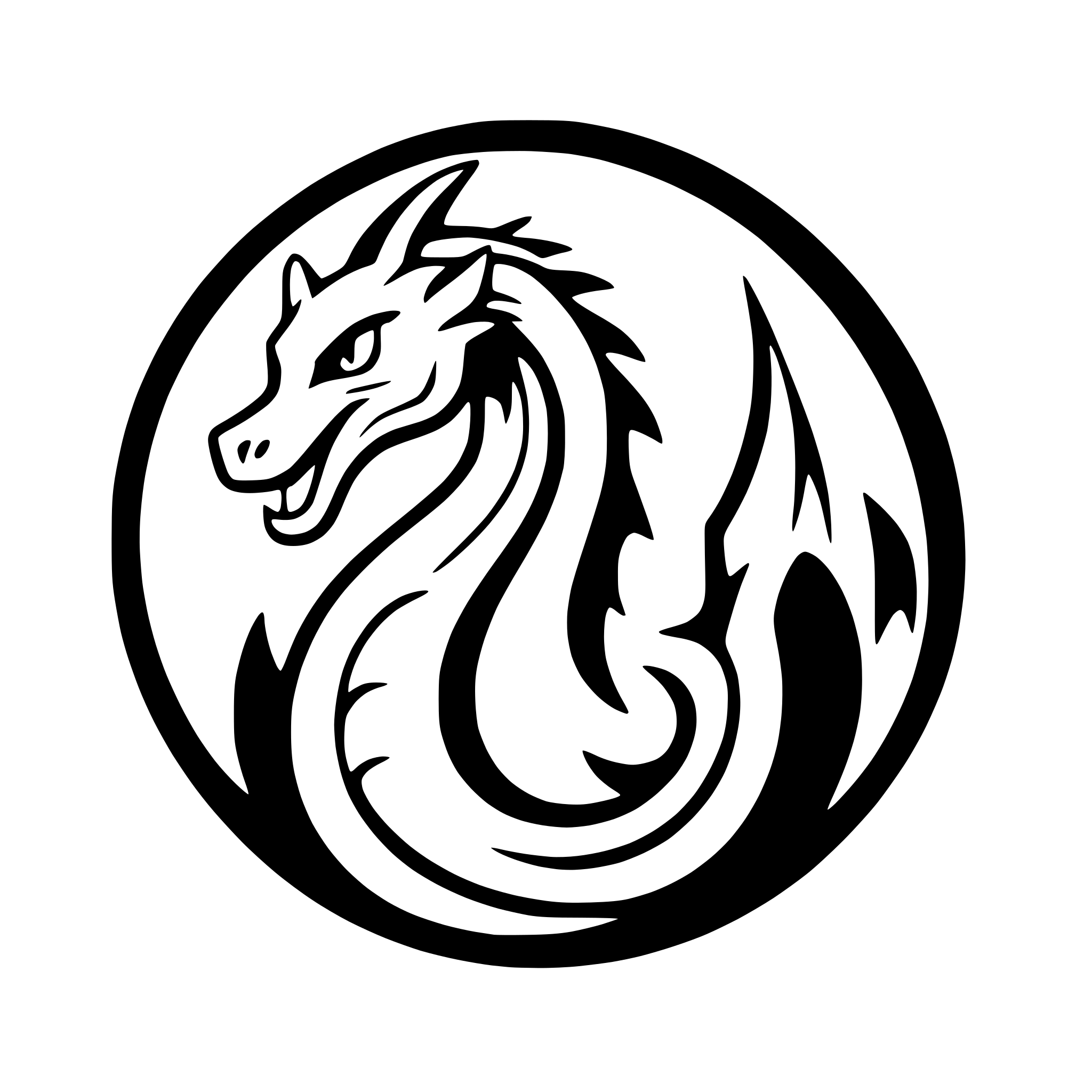 AI-generated SVG of 'stylized dragon with curled tail'