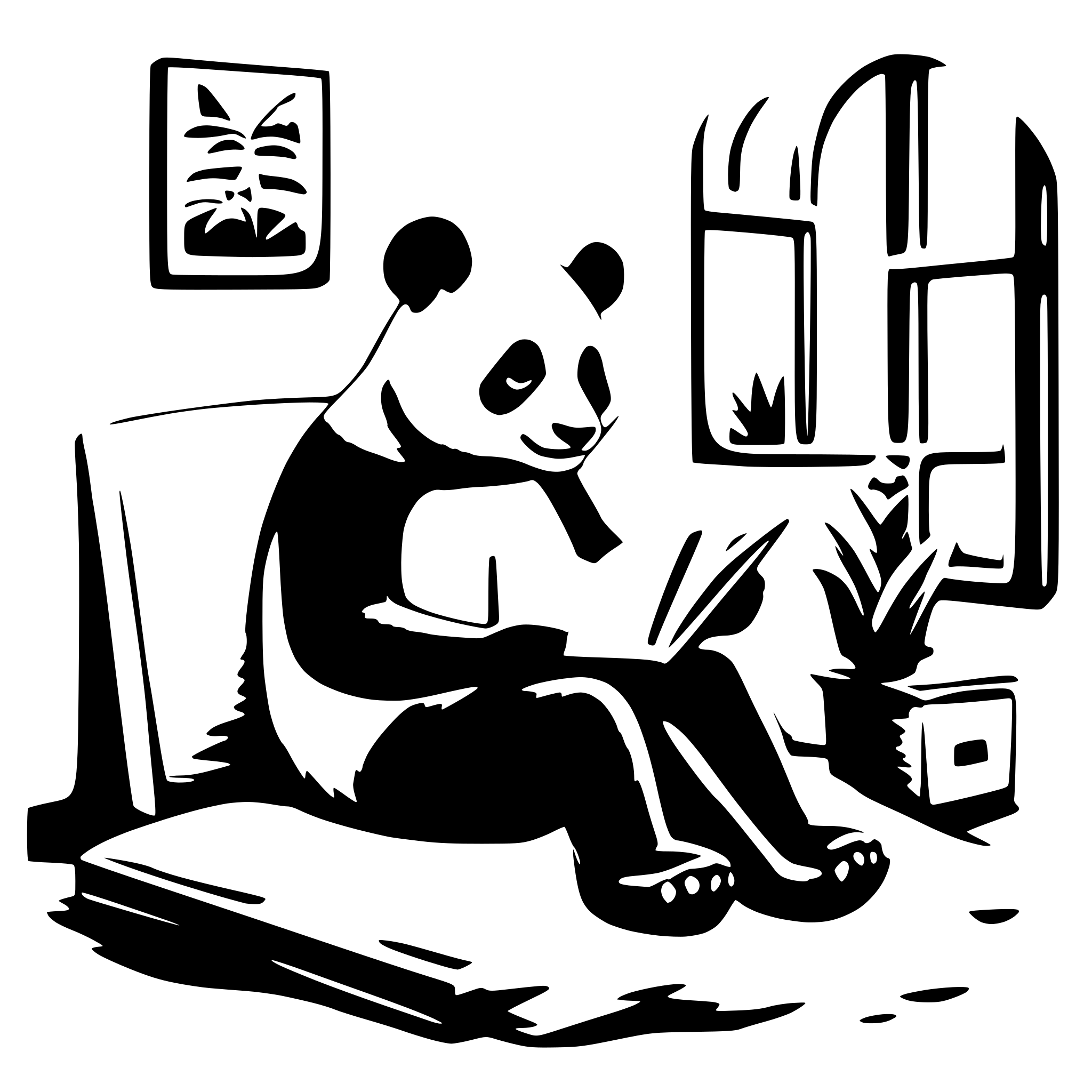 AI-generated SVG of 'a panda ,sit in the bedroom,read a book'