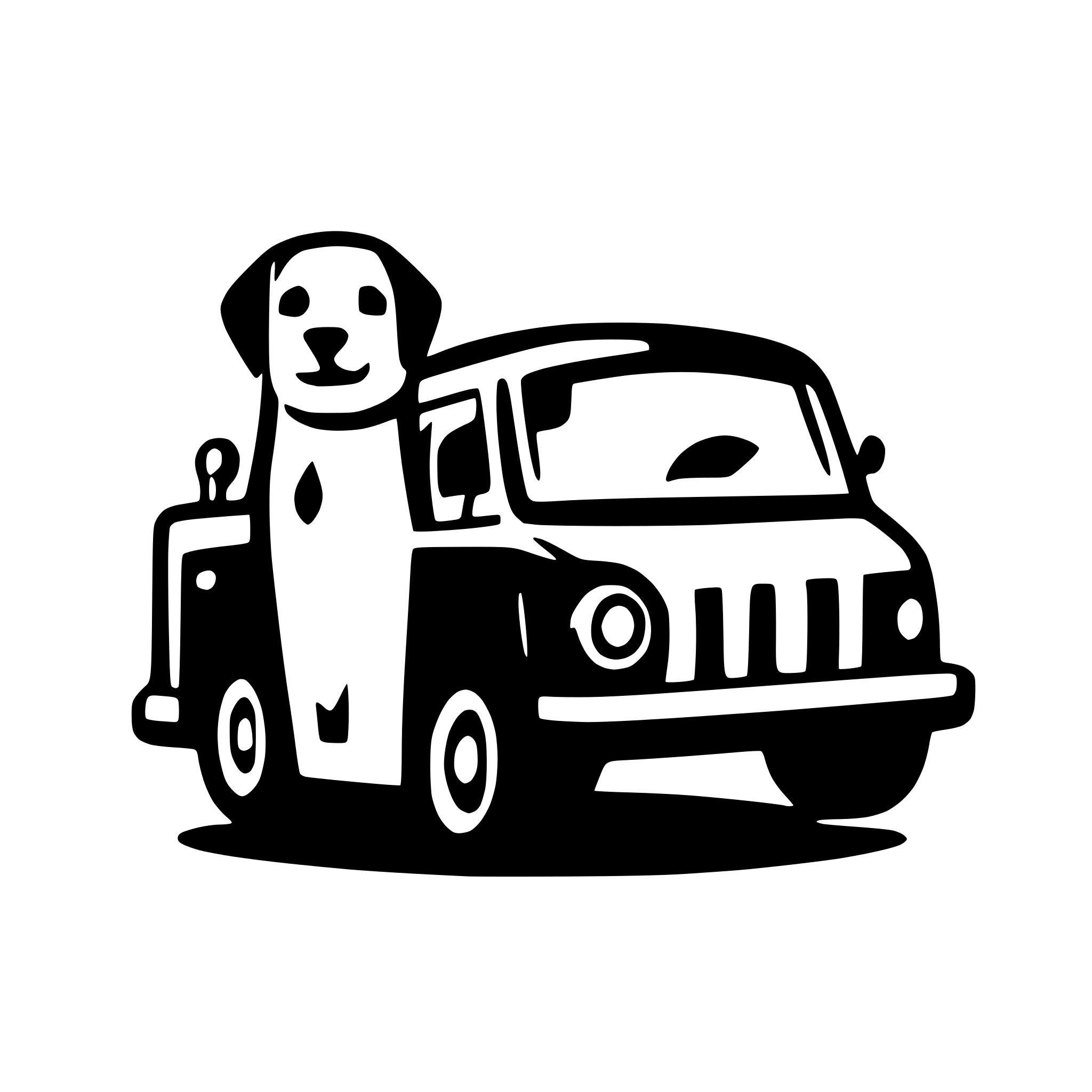 AI-generated SVG of a one dog and one car