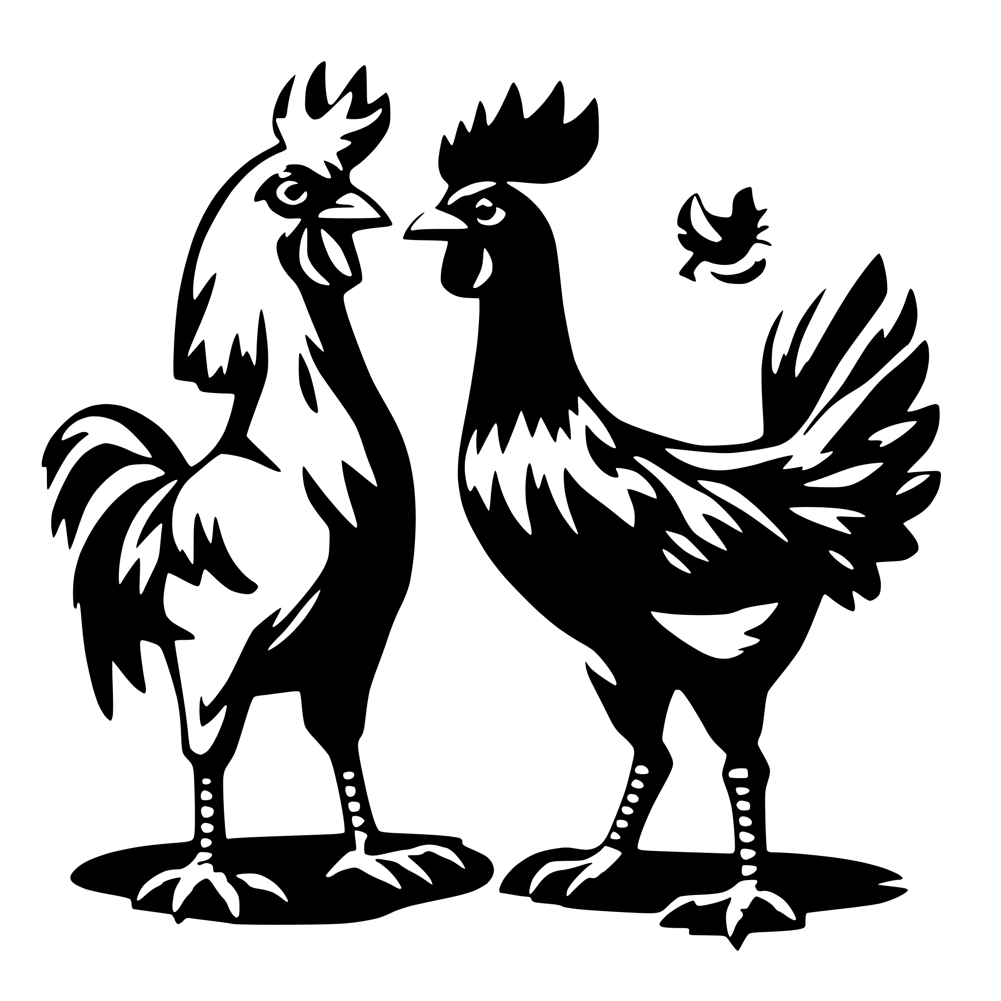 AI-generated SVG of 'rooster and her arguing'