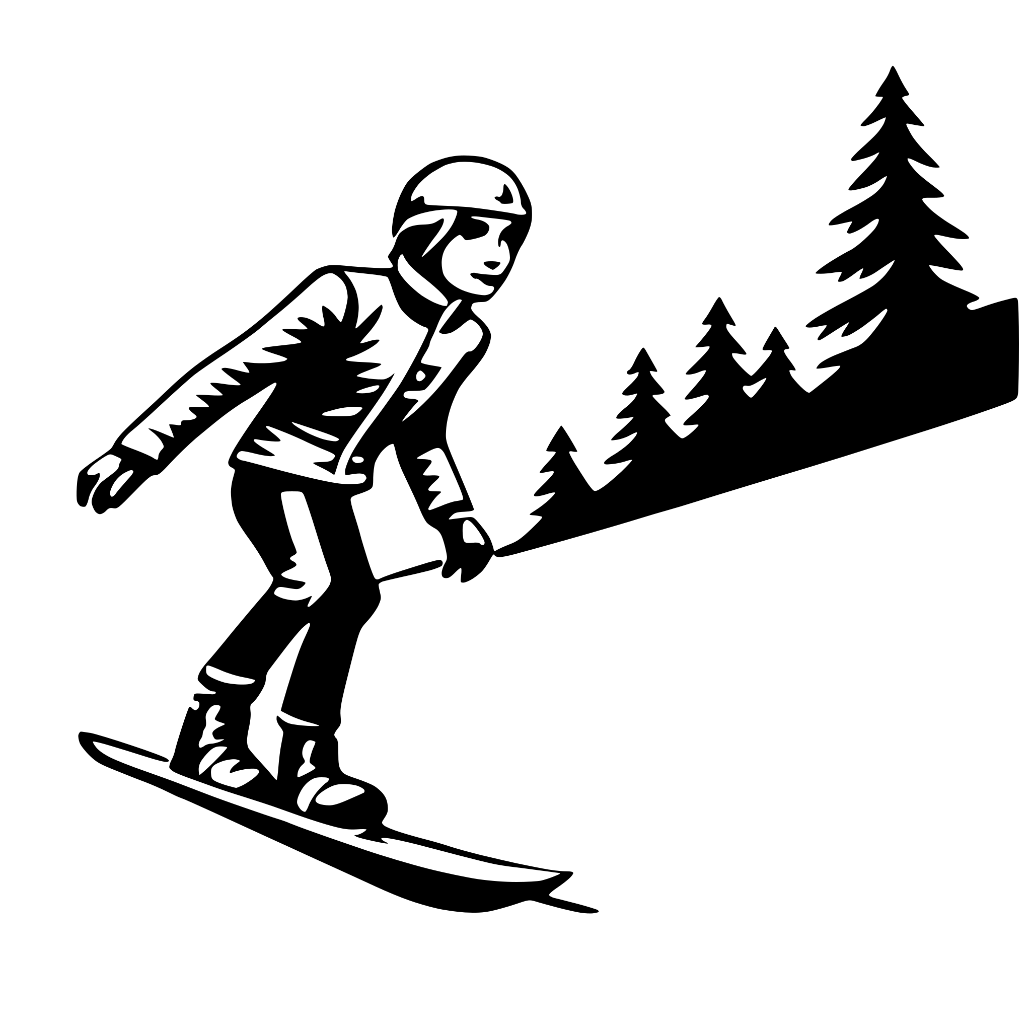 AI-generated SVG of 'snowboarding down slope'