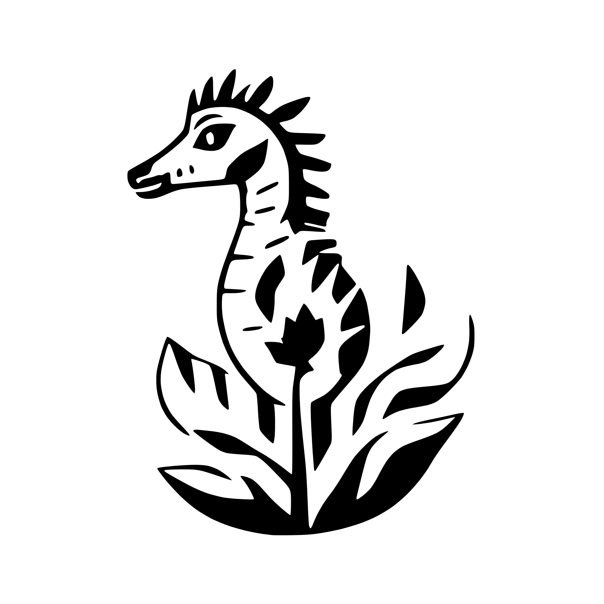 AI-generated SVG of a seahorse floating in seaweed