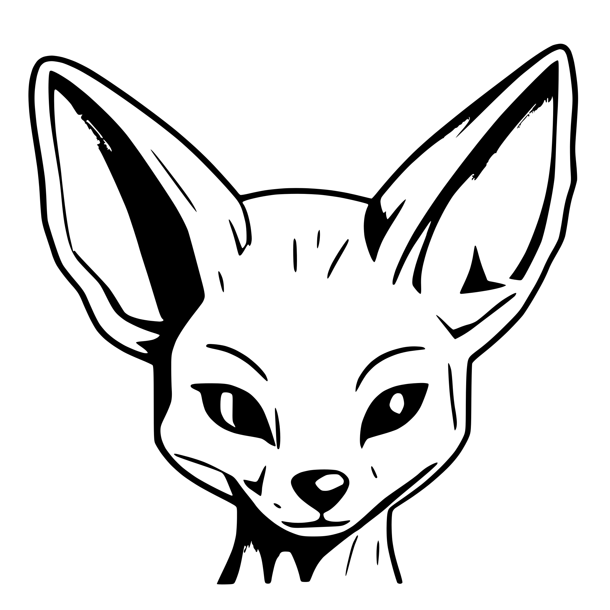AI-generated SVG of a serious fennec fox head outline