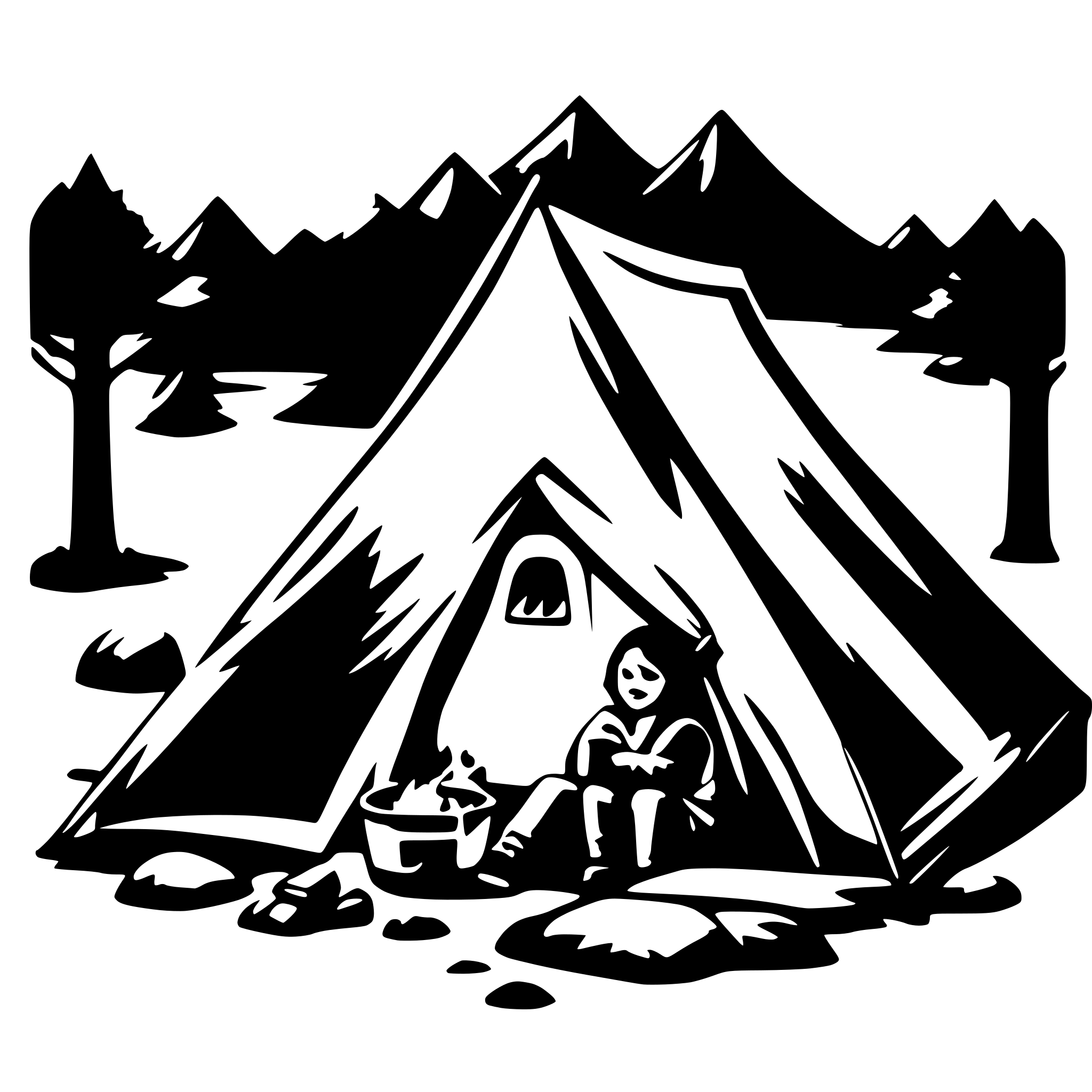 AI-generated SVG of 'camping in a tent'
