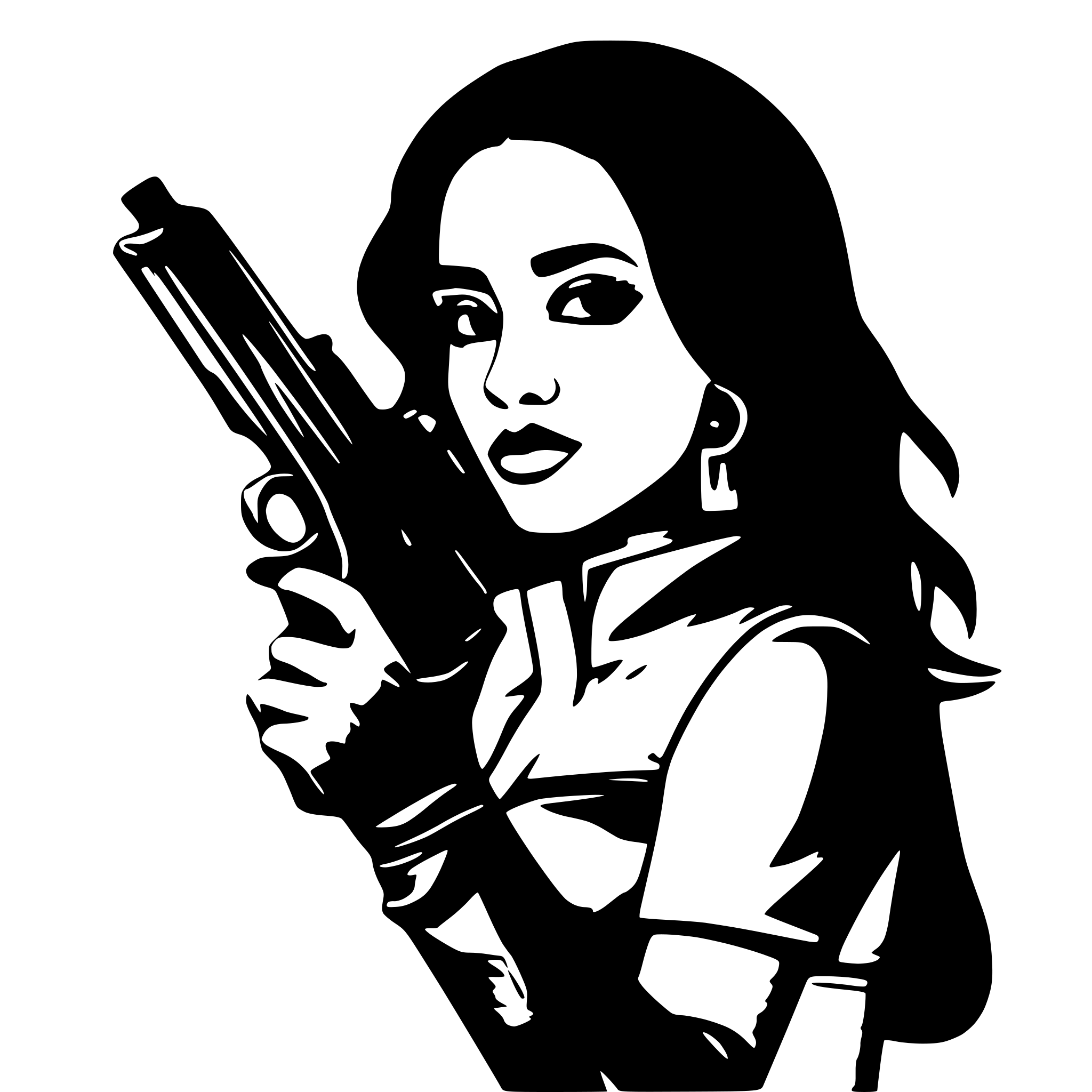 AI-generated SVG of a Amina Okueva holds SCAR-L