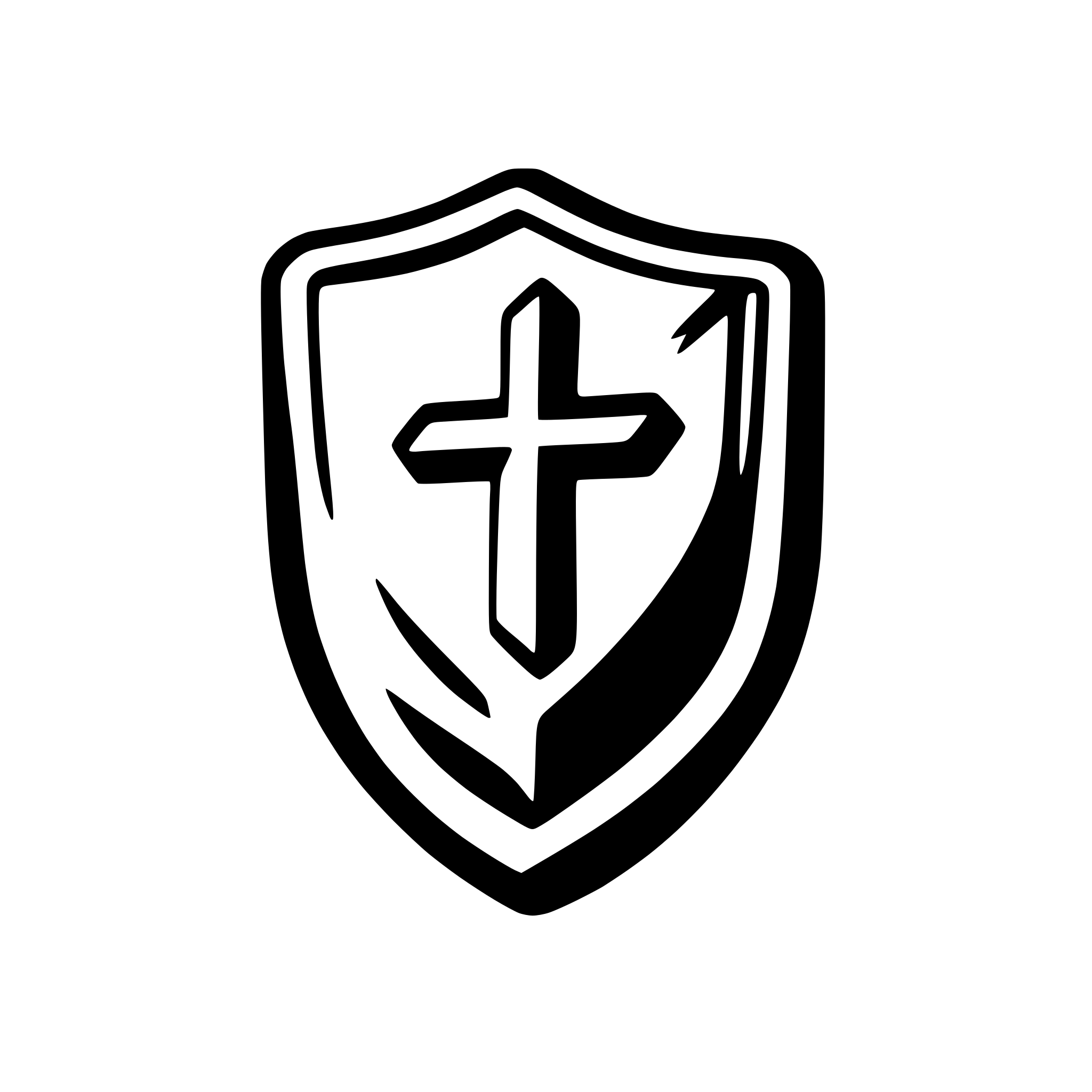 AI-generated SVG of a Minimal Plain solid Black shield with solid white cross