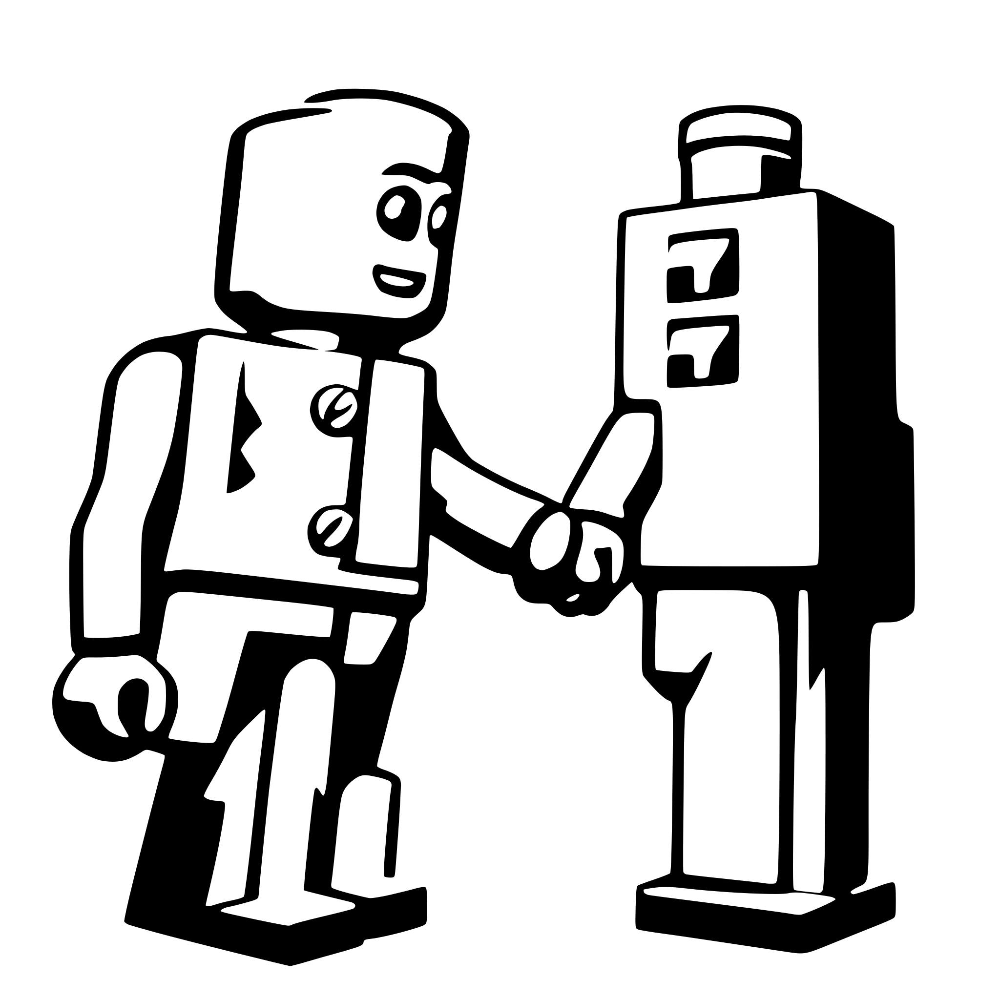 AI-generated SVG of a two lego bricks walking hand in hand