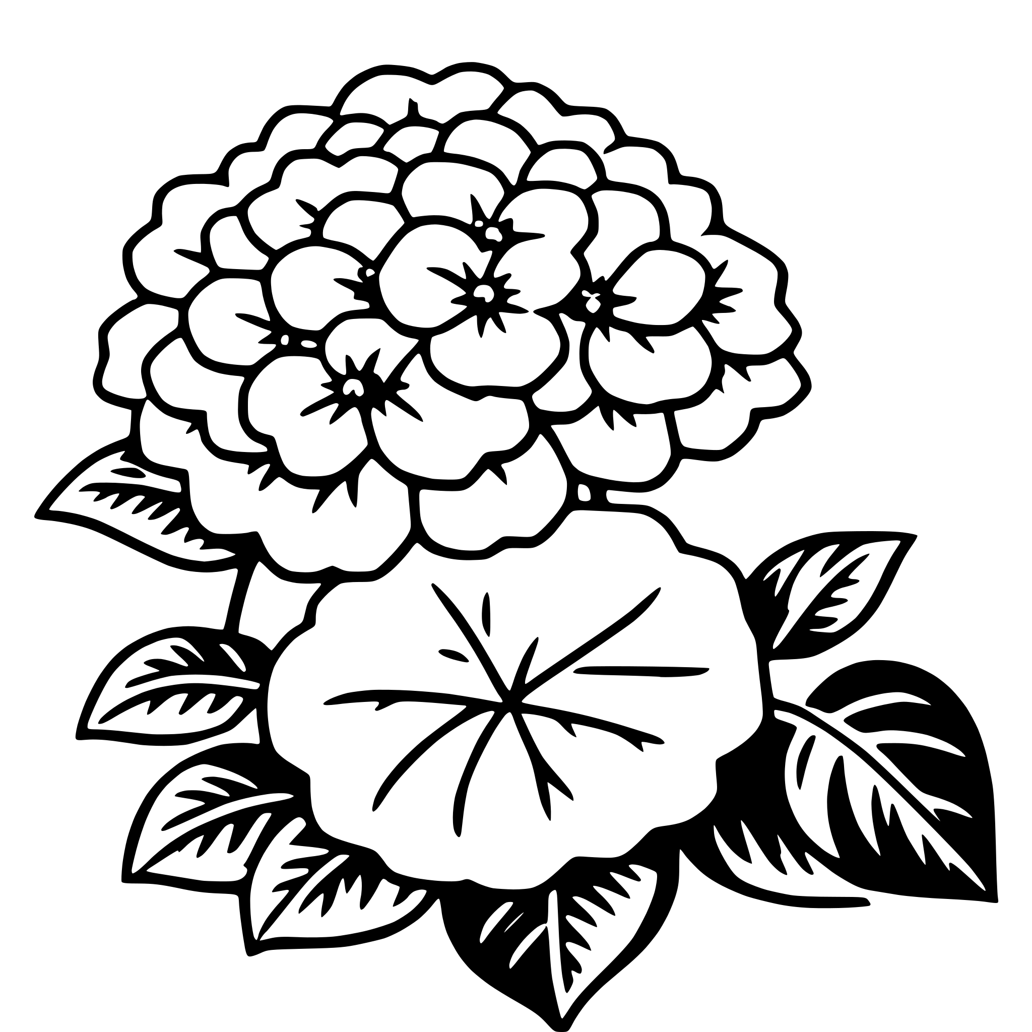 AI-generated SVG of a hydrangea