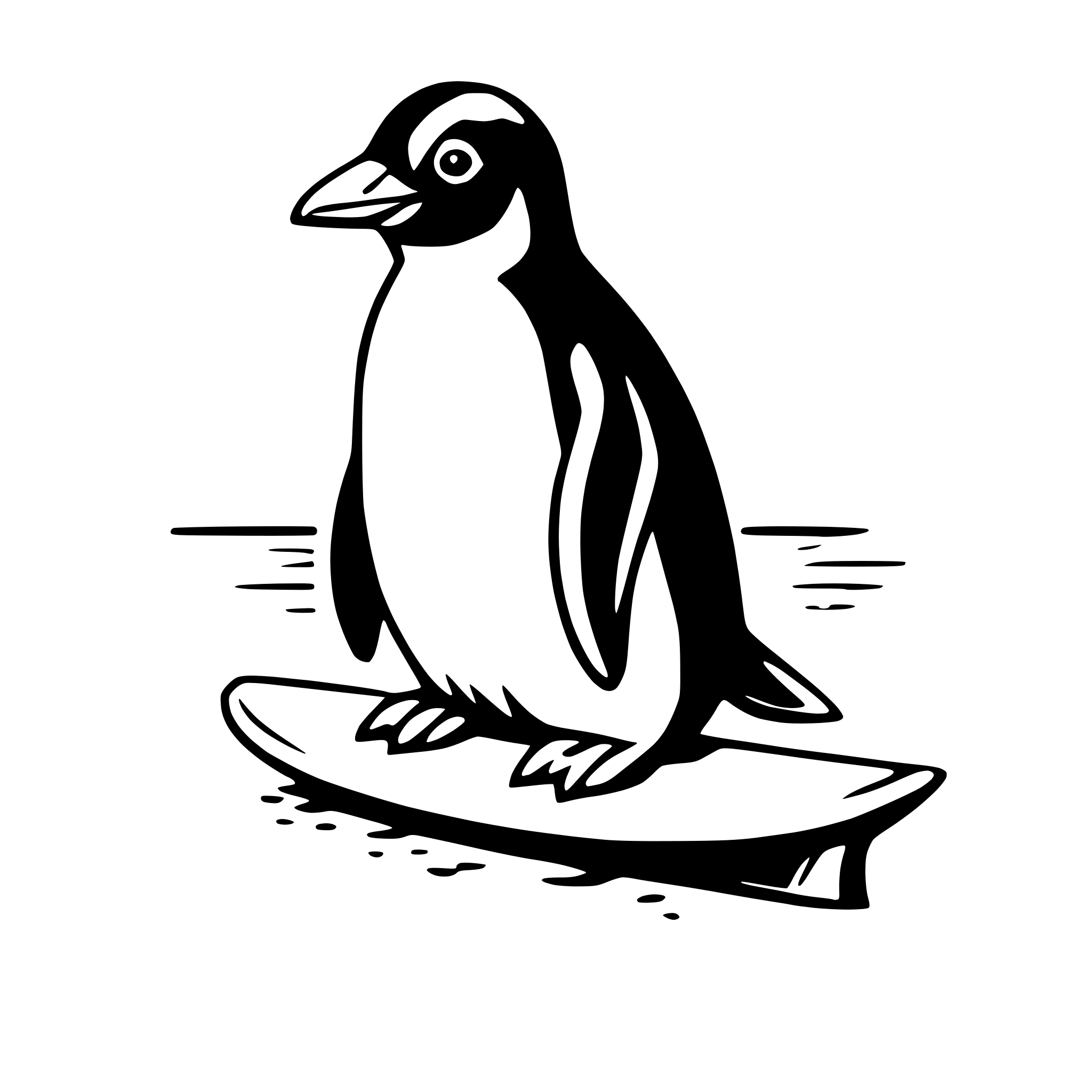AI-generated SVG of a penguin on surfboard