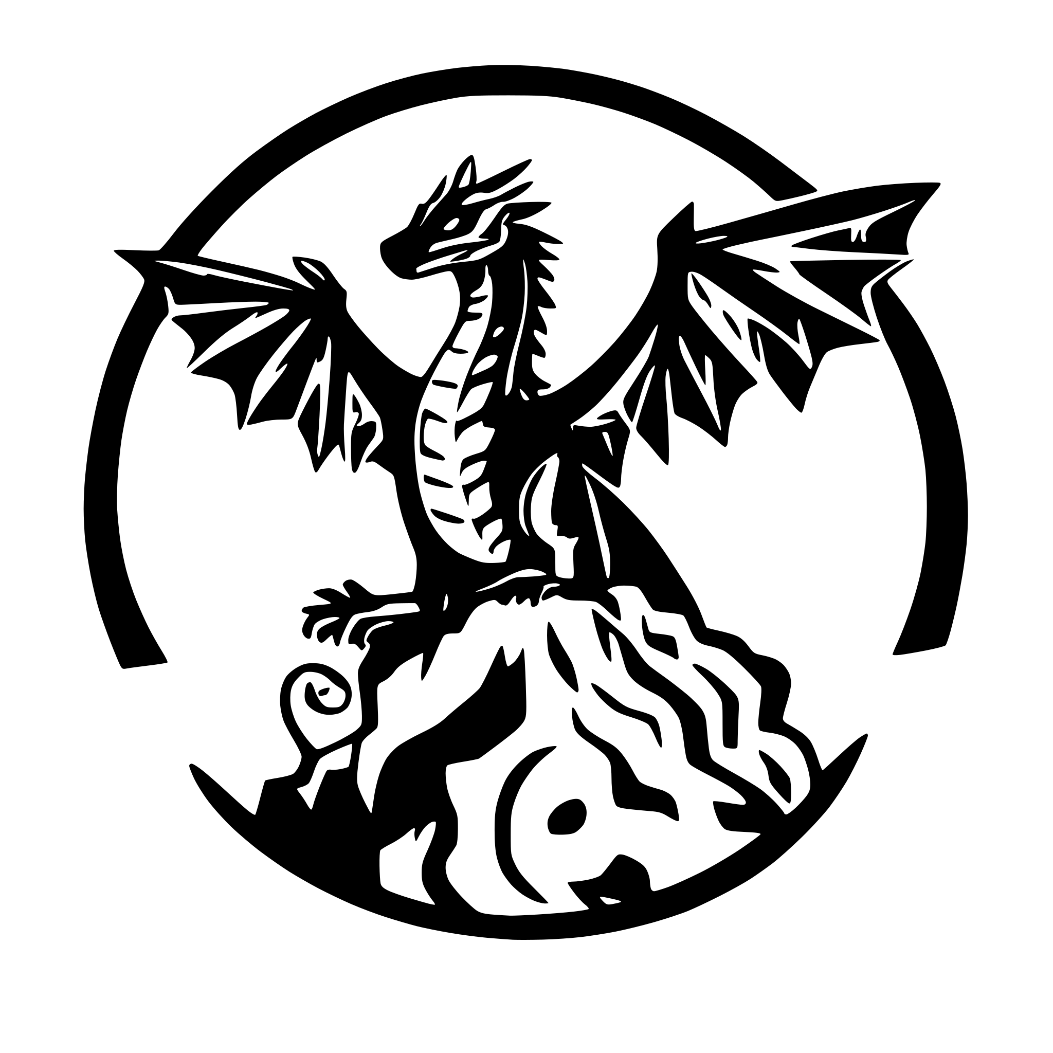 AI-generated SVG of a A mighty dragon sits atop a craggy mountain peak, its wings spread wide, surrounded by swirling clouds and a distant sun rising. AI-generated SVG of a A mighty dragon sits atop a craggy mountain peak, its wings spread wide, surrounded by swirling clouds and a distant sun rising.