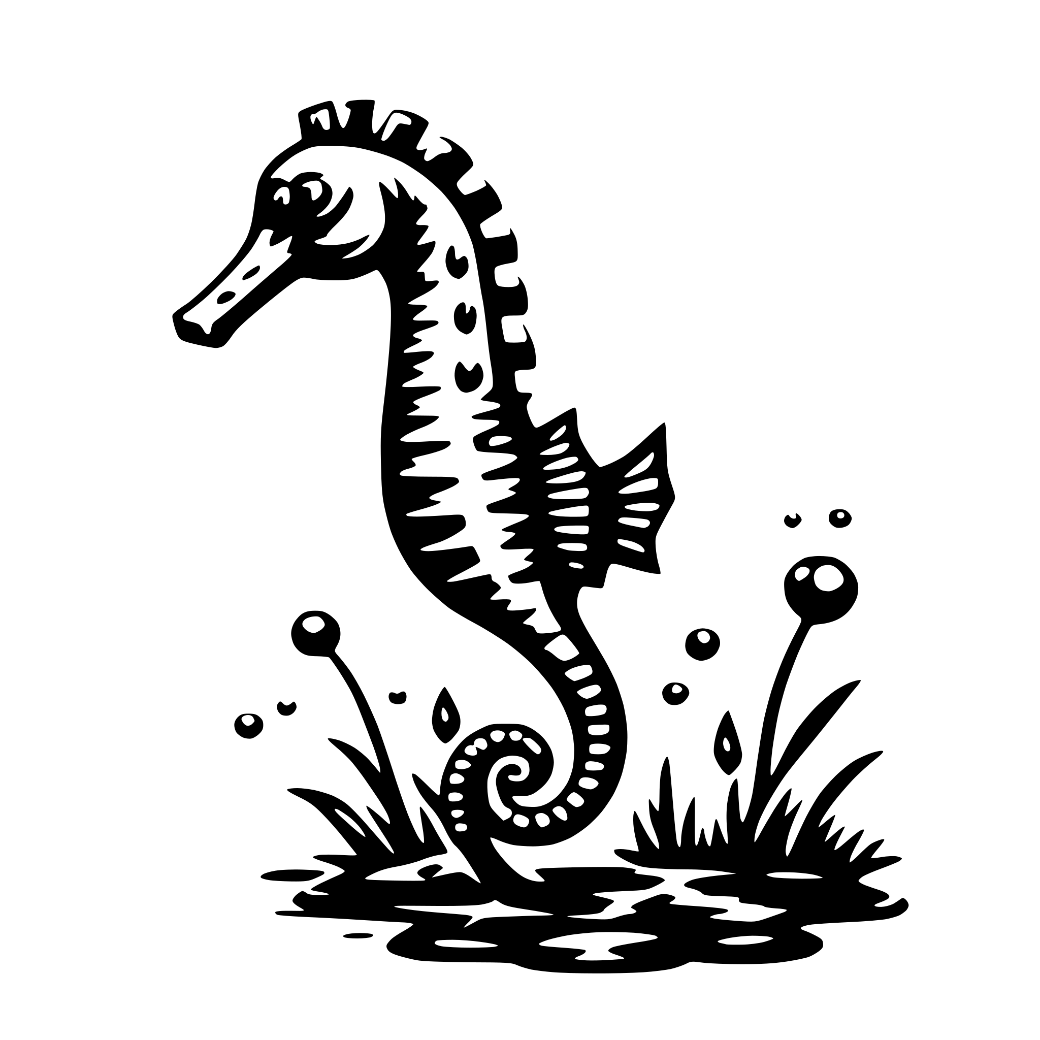 AI-generated SVG of a seahorse and bubbles