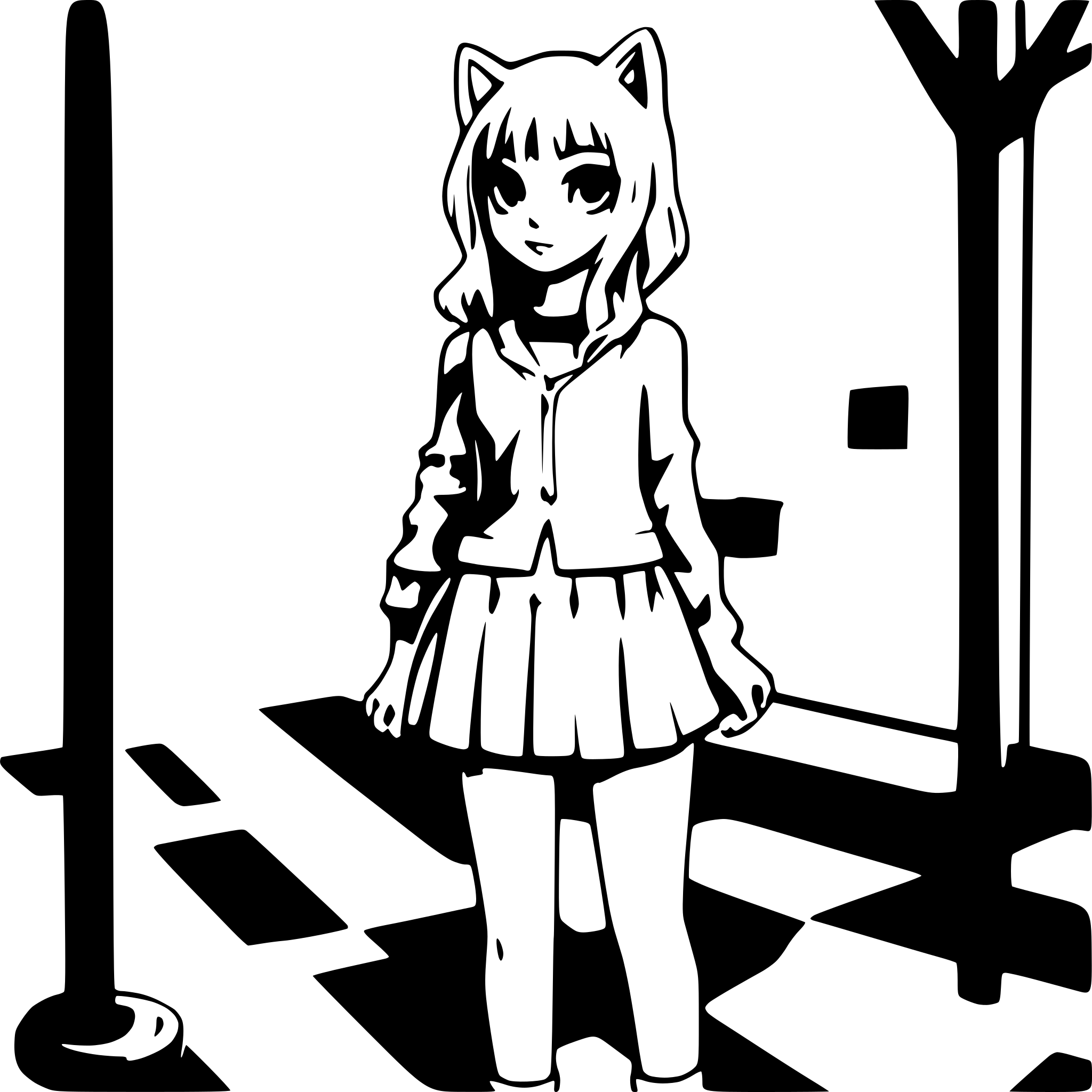 AI-generated SVG of a manga cat girl full body
