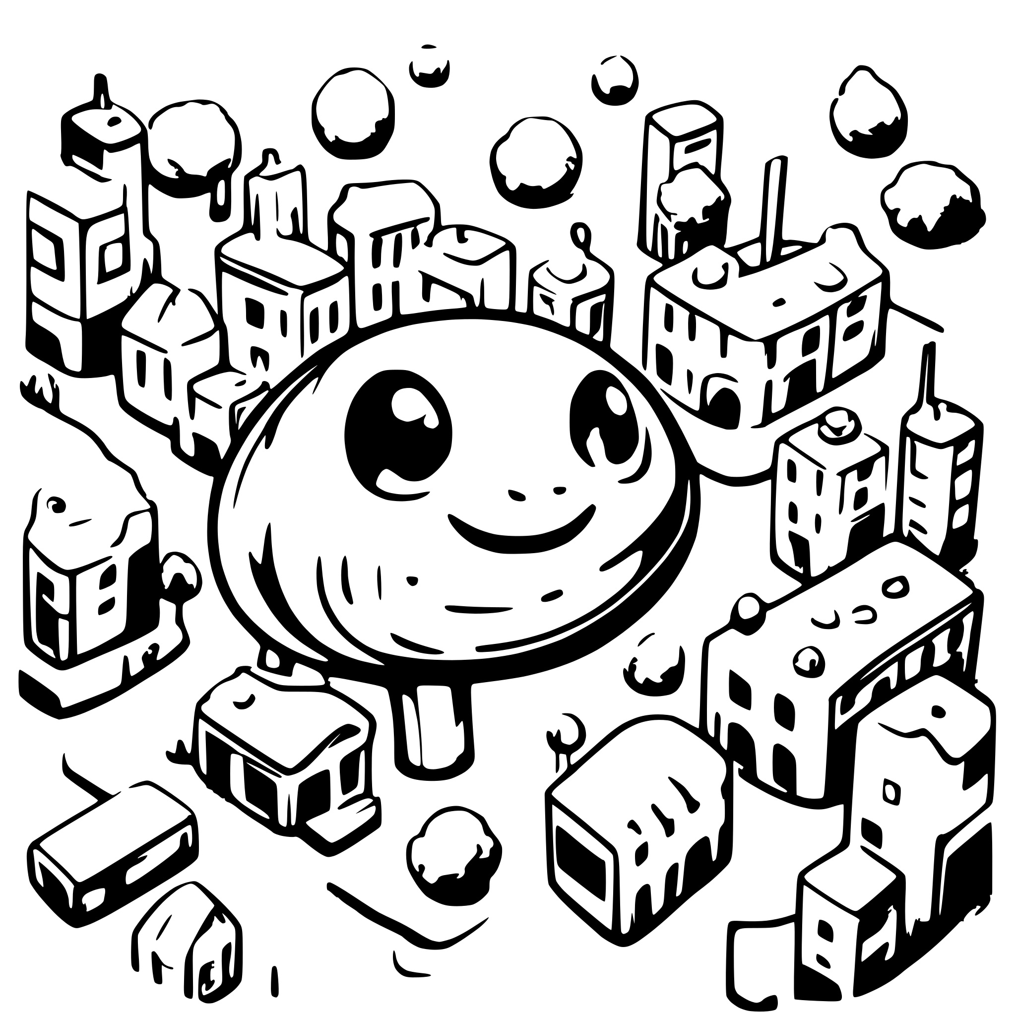 AI-generated SVG of a cute bubbly hub of cities