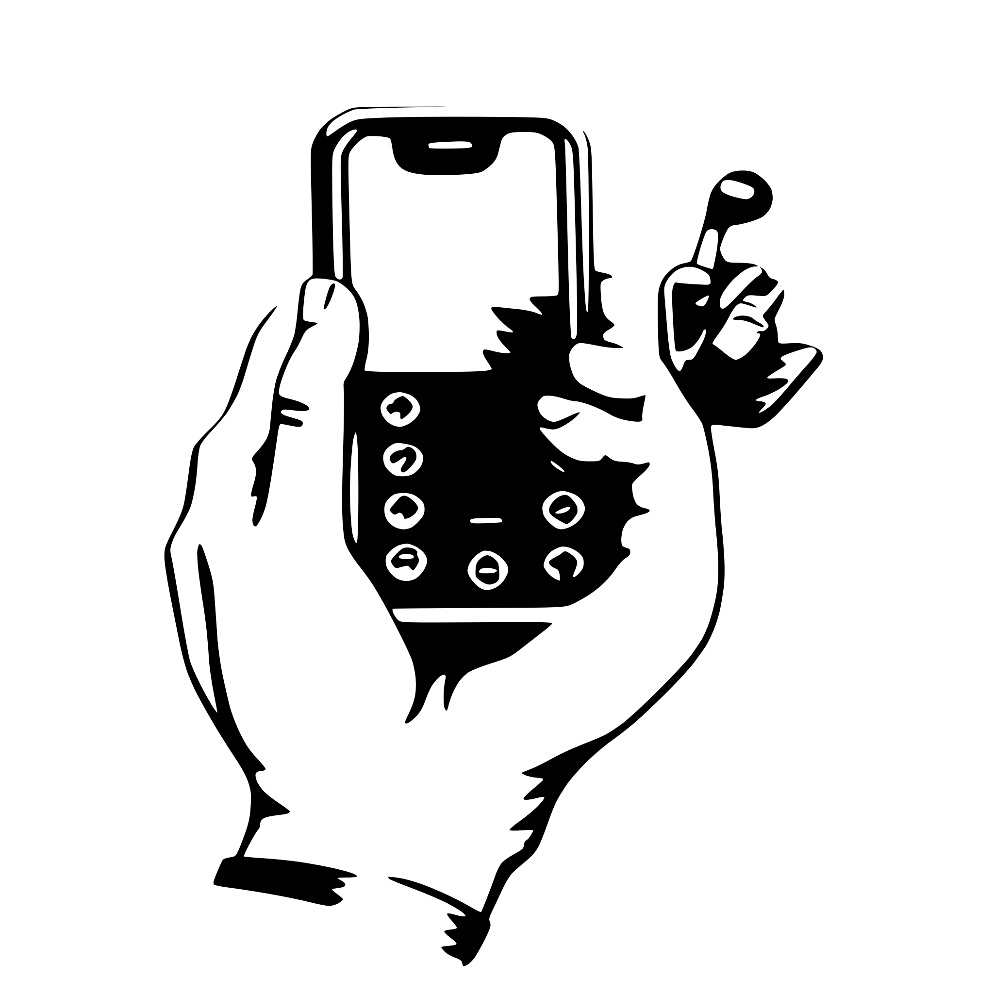 AI-generated SVG of 'hand holding a phone, blue color themed'