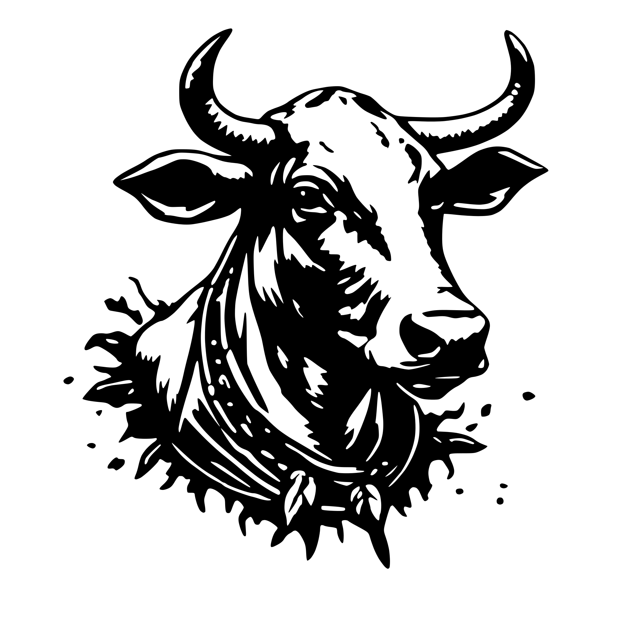 AI-generated SVG of 'Cow with the trishul mounted on it'