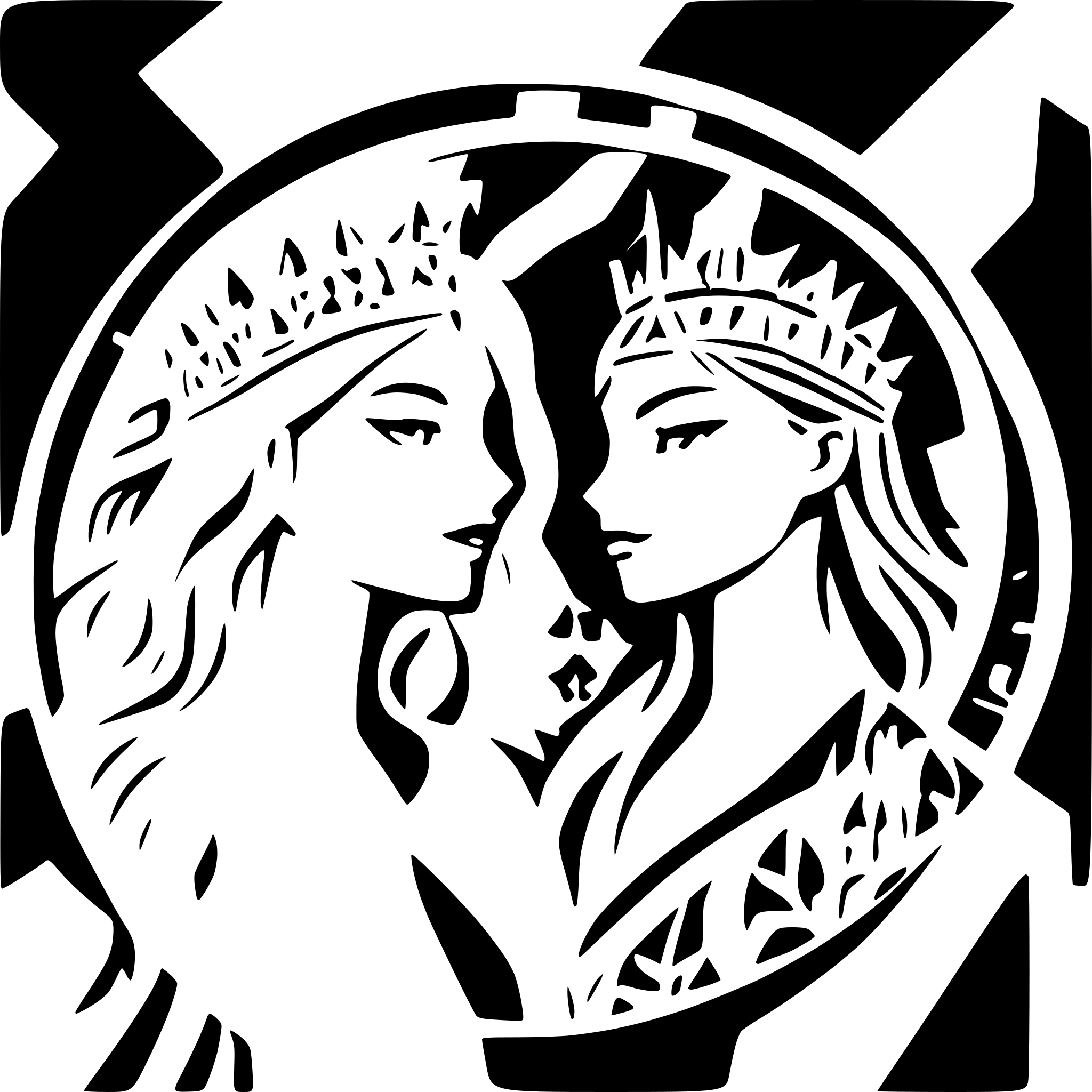 AI-generated SVG of a celestial queen andry with another person