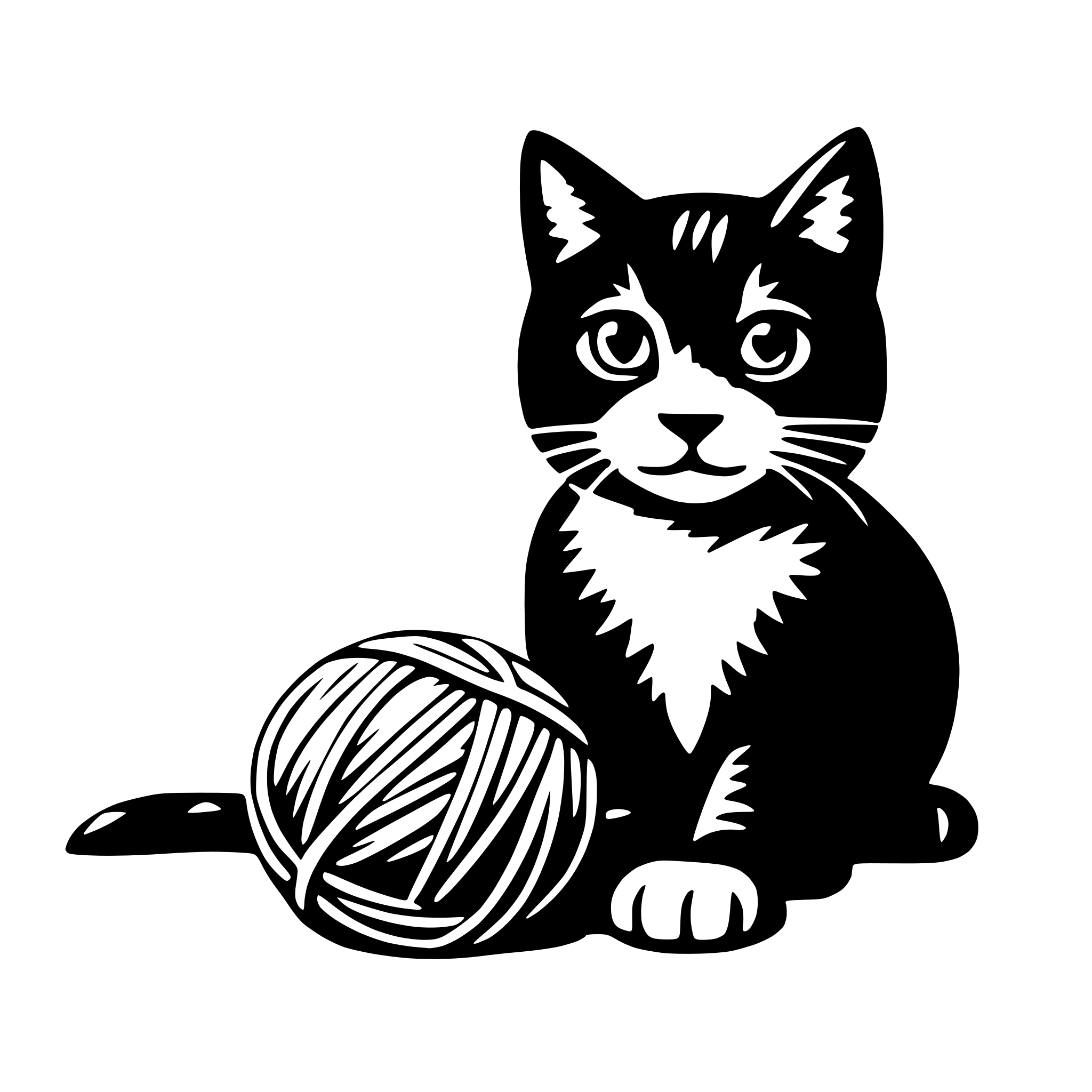 AI-generated SVG of a cat and yarn ball