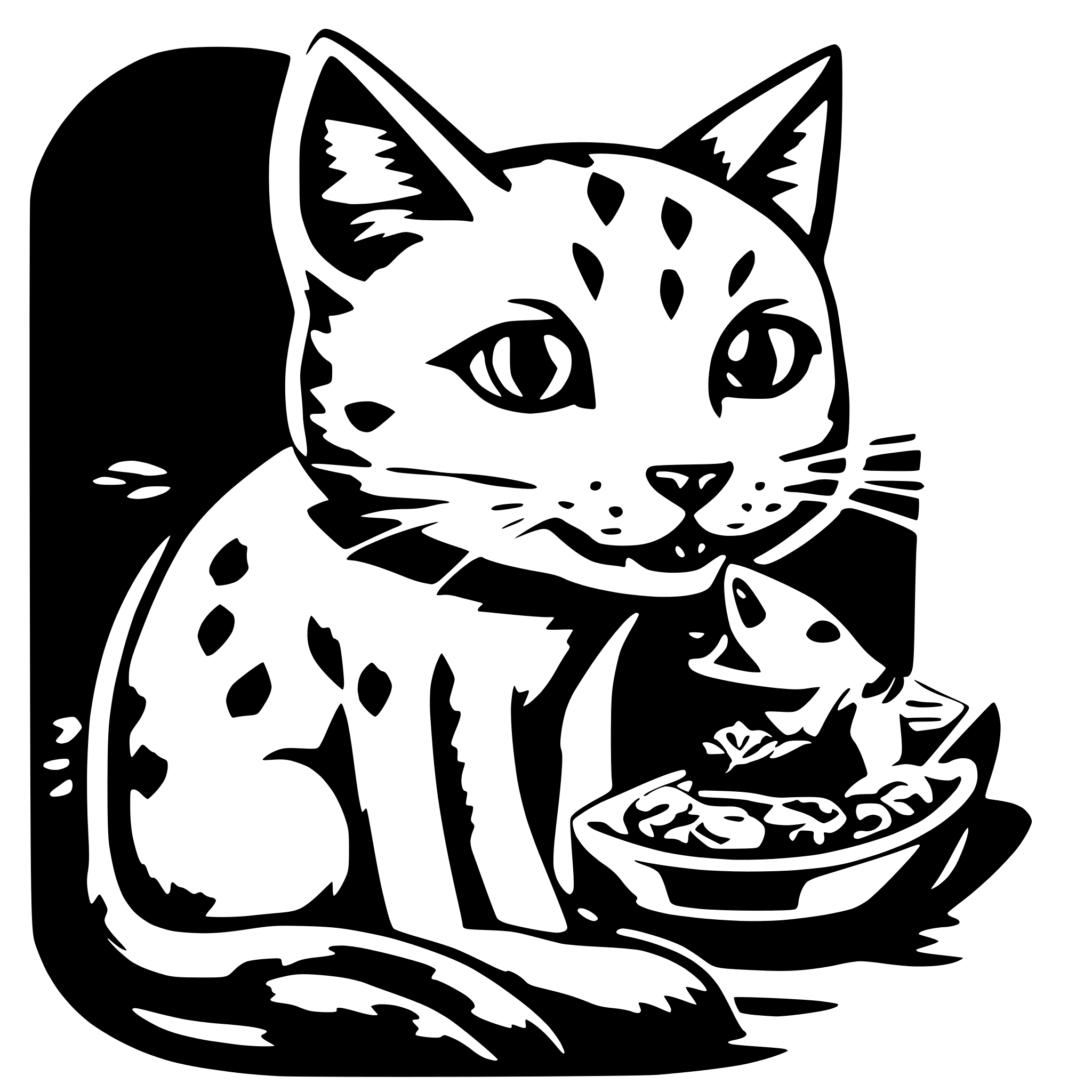 AI-generated SVG of 'a cat eat fish'