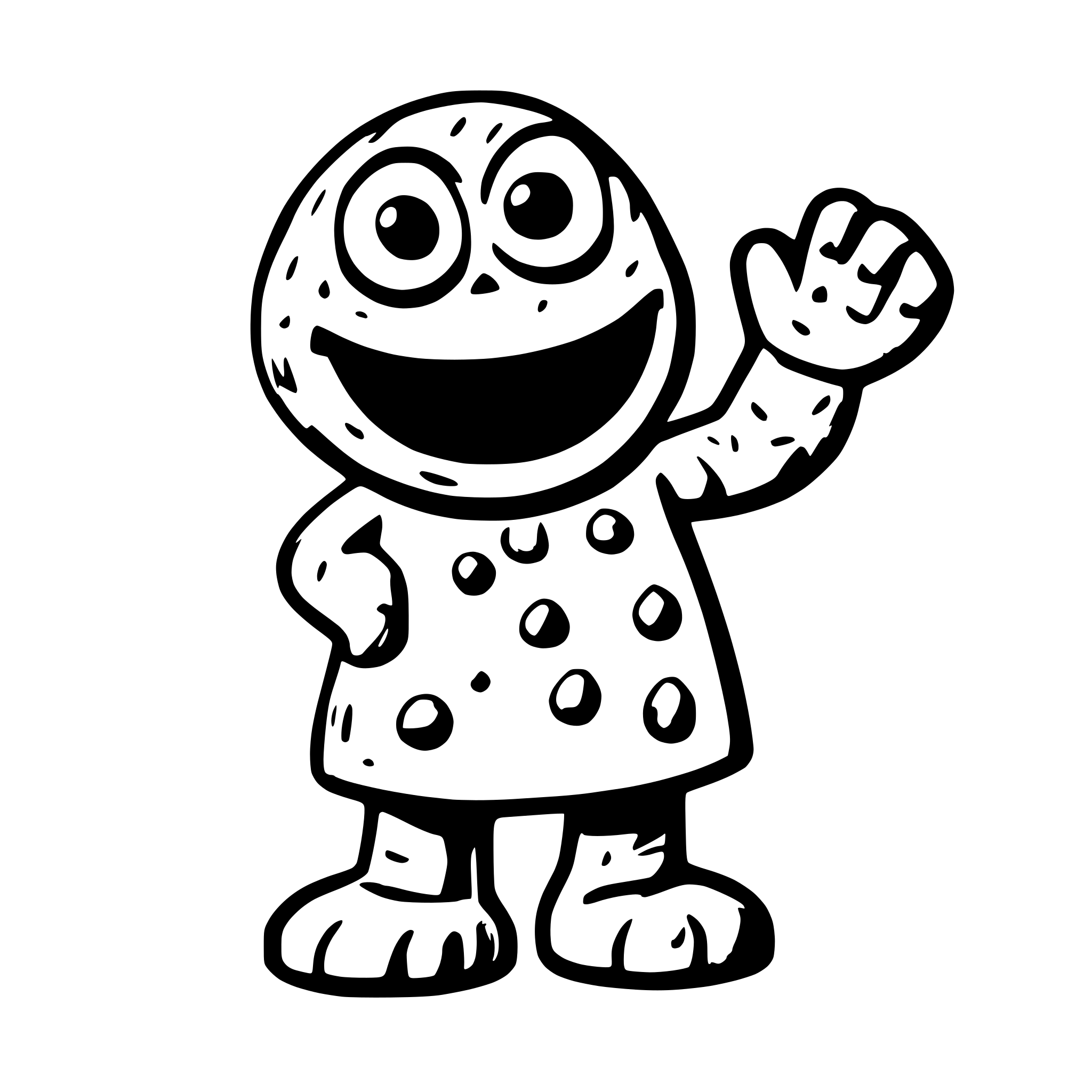 AI-generated SVG of 'Cookie Monster, sesame street, waving, smile, outline'