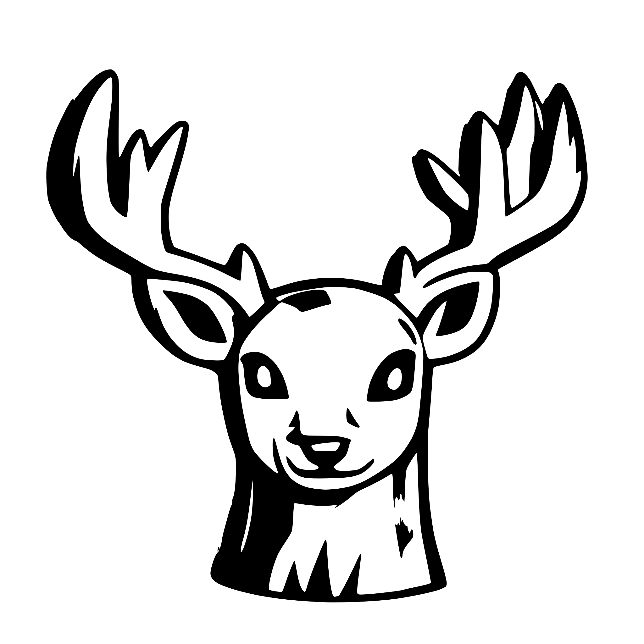 AI-generated SVG of 'whitetail deer head front'
