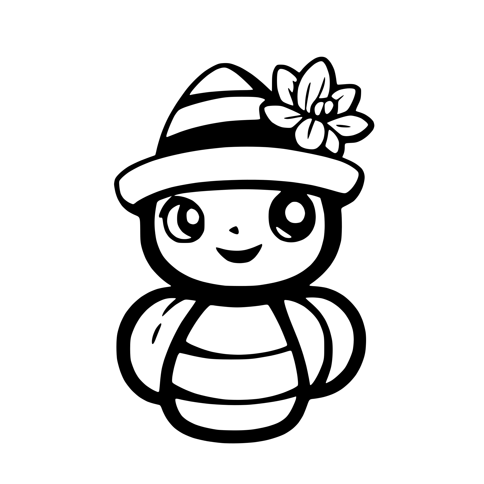 AI-generated SVG of a a bumblebee with a flower hat
