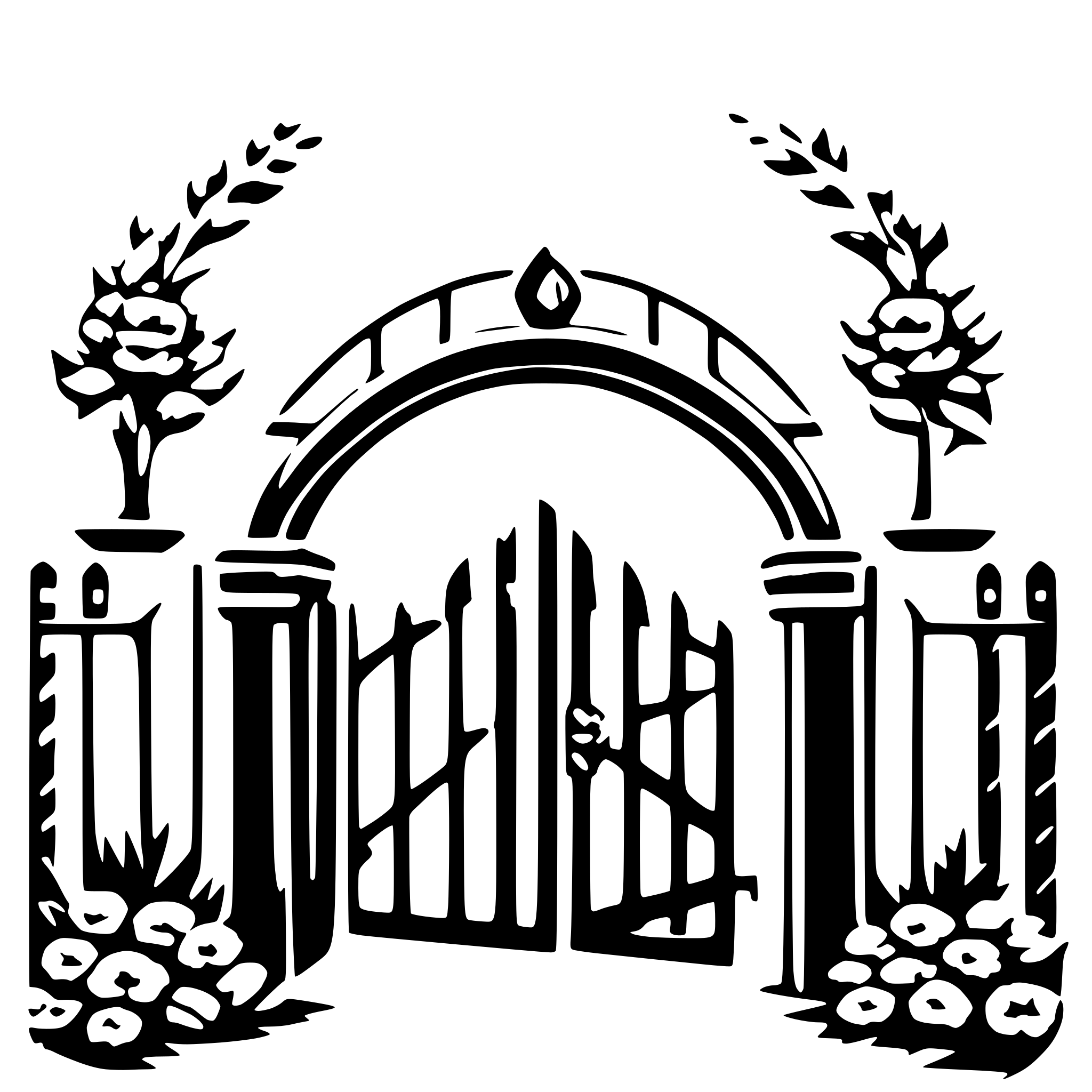 AI-generated SVG of a a romanticopen gate with flower wreaths AI-generated SVG of a a romanticopen gate with flower wreaths