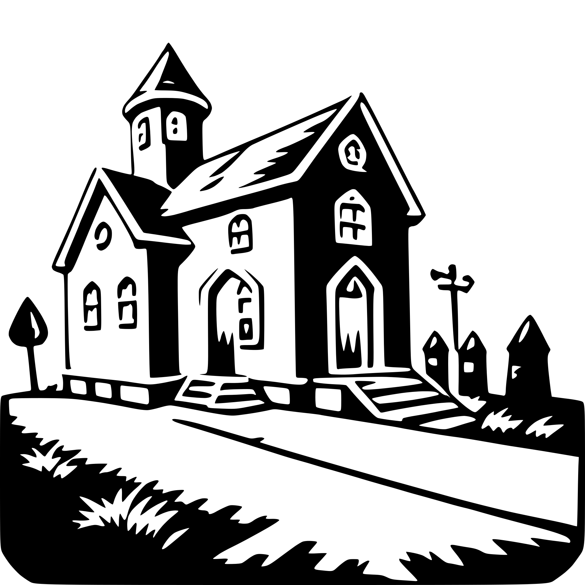 AI-generated SVG of a exploring haunted house