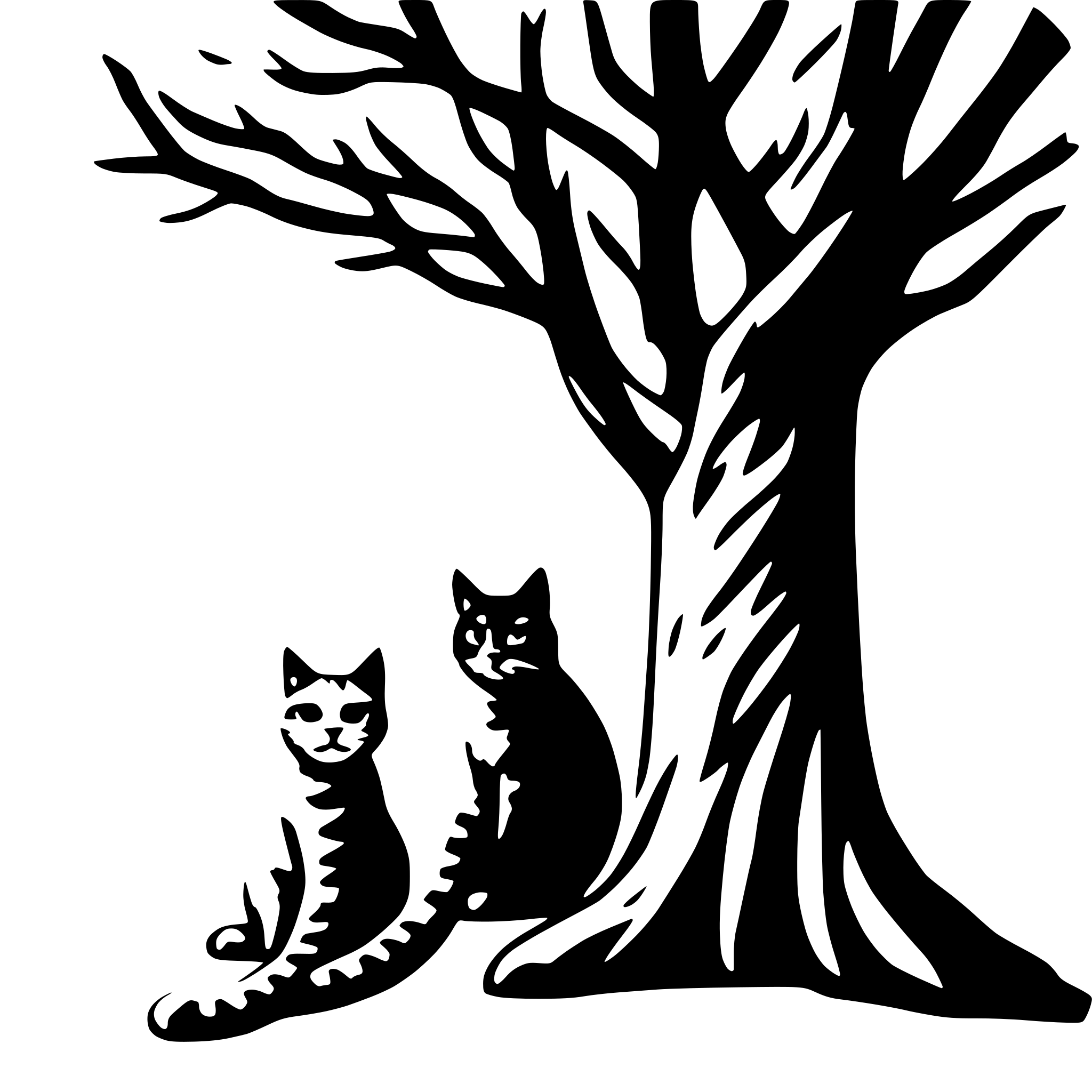 AI-generated SVG of a cat under tree