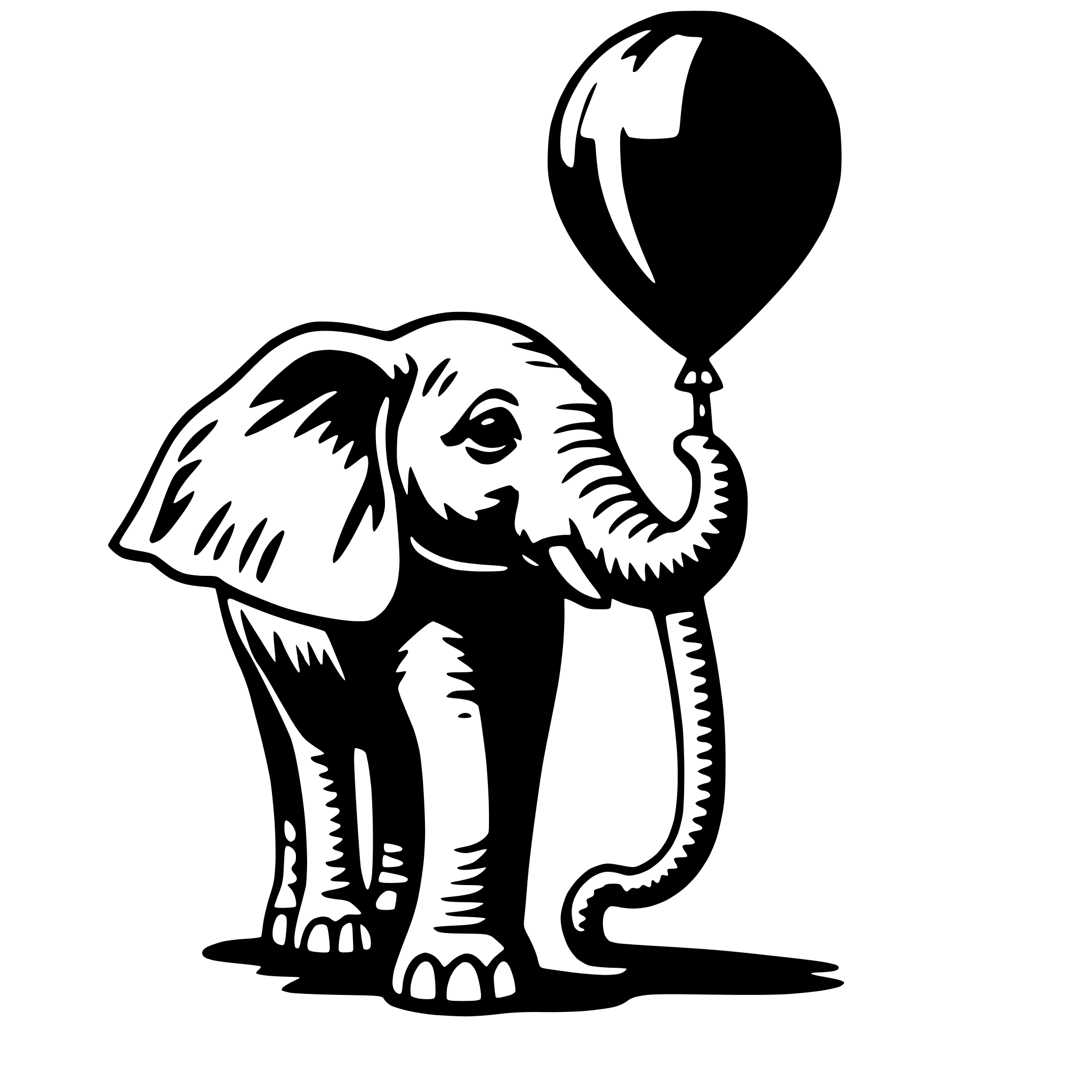 AI-generated SVG of a elephant with balloon